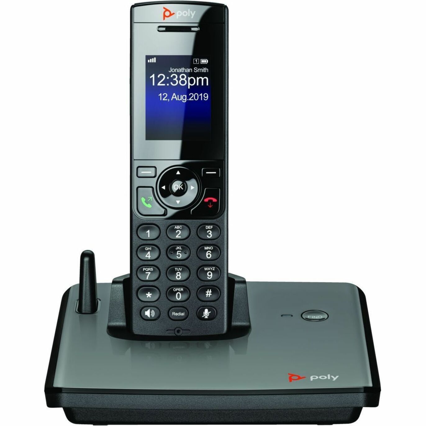 Poly VVX D230 DECT Phone Handset and Charging Cradle with Power Supply, Wireless Technology, Speakerphone