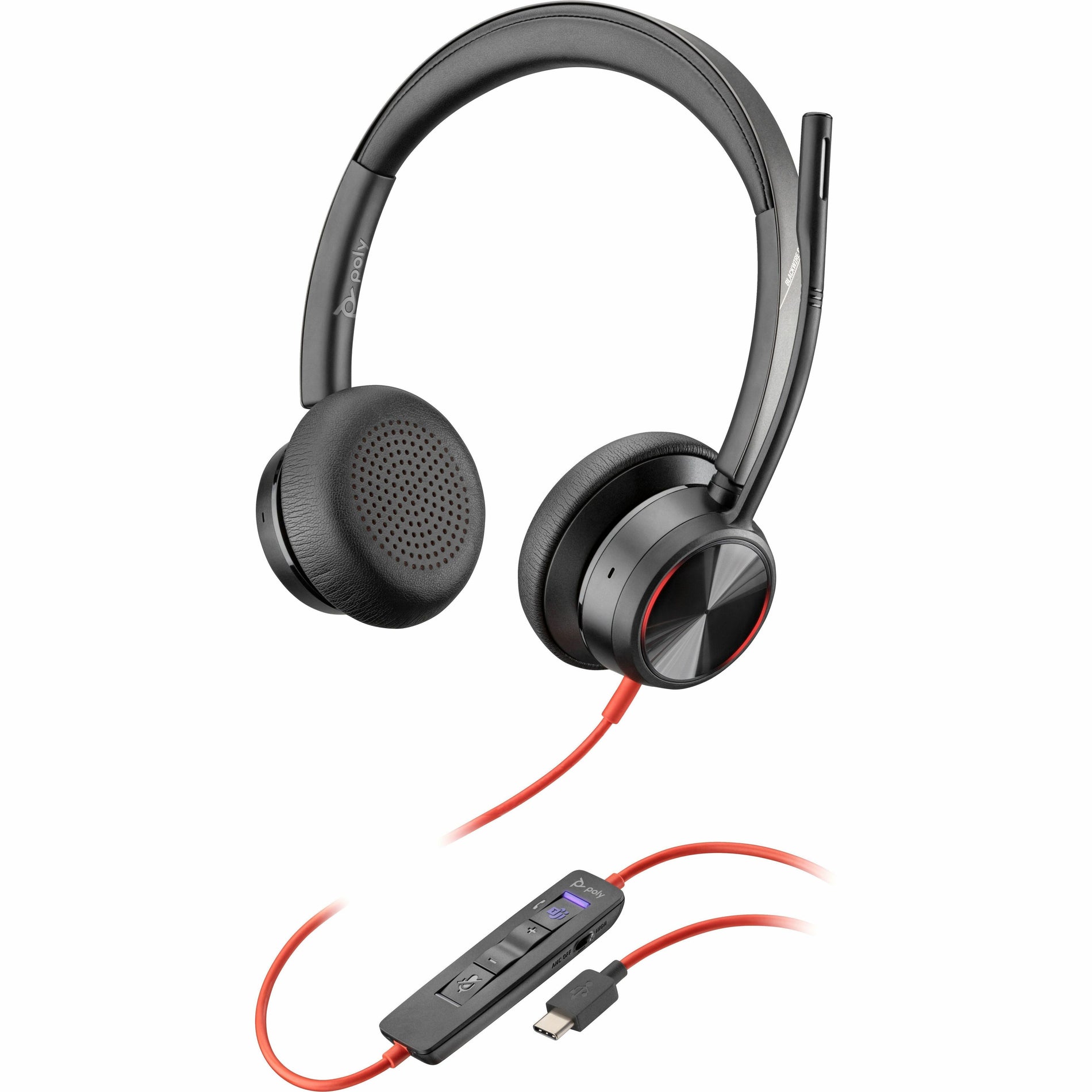 Poly Blackwire 8225 Headset, On-ear Stereo Headset with Noise Cancelling Microphone