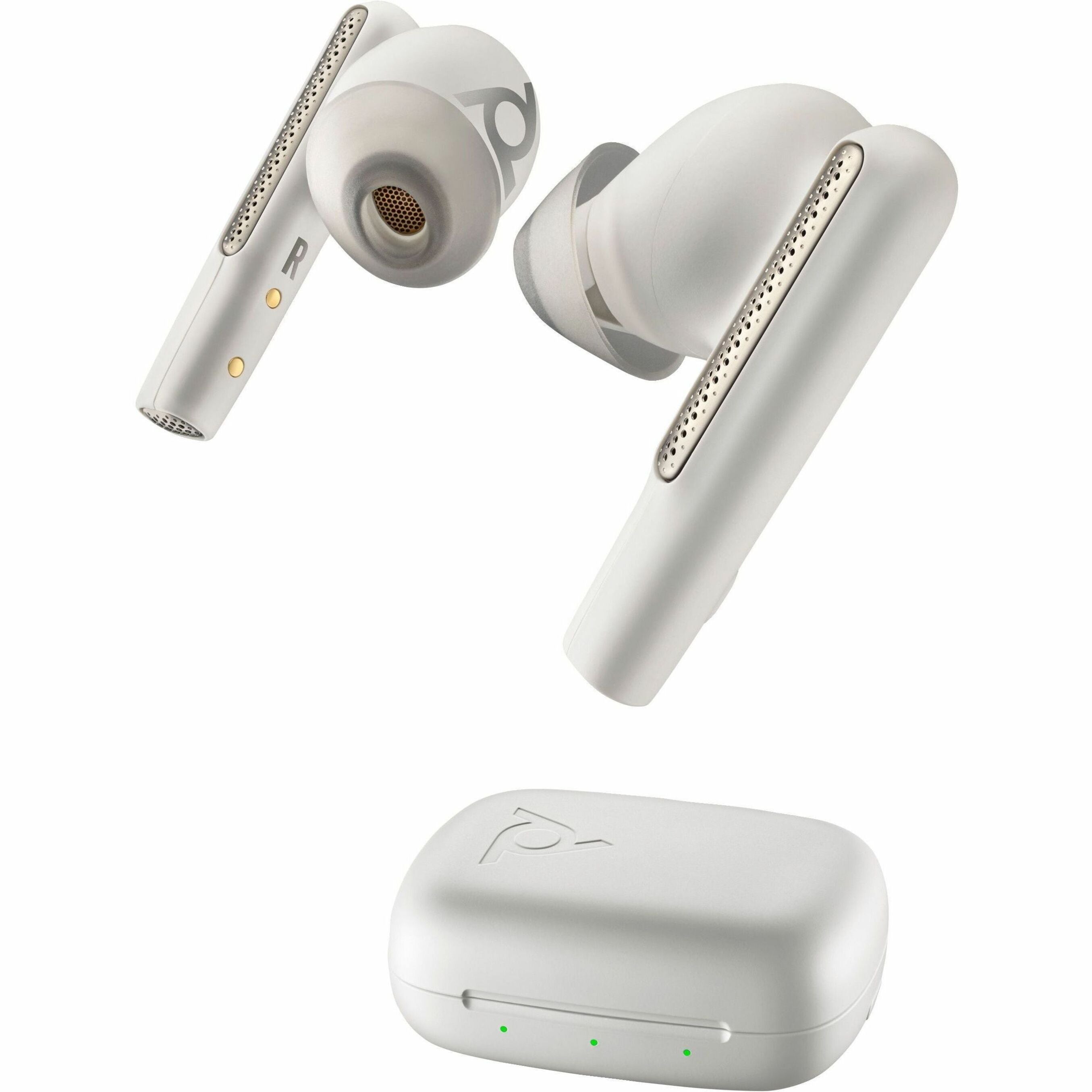 Poly 7Y8L5AA Voyager Free 60 UC M White Sand Earbuds+ BT700 USB-A Adapter + Basic Charge Case, Wireless Earset with WindSmart Technology, Lightweight, and Comfortable