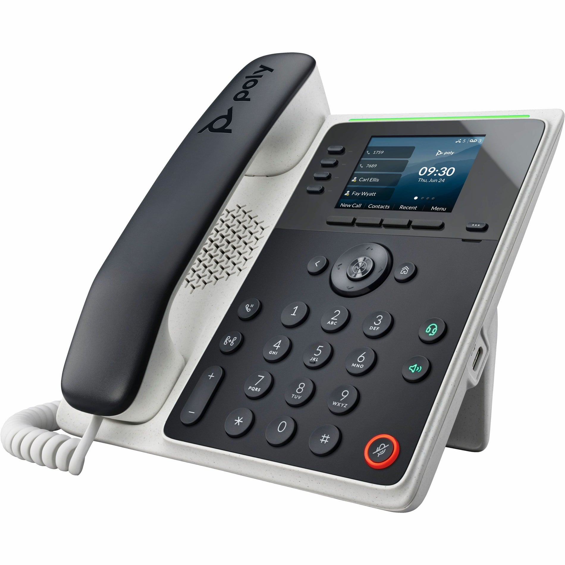 Poly 82M87AA Edge E220 IP Phone and PoE-enabled, Corded/Cordless, Bluetooth, Desktop, Wall Mountable, Black