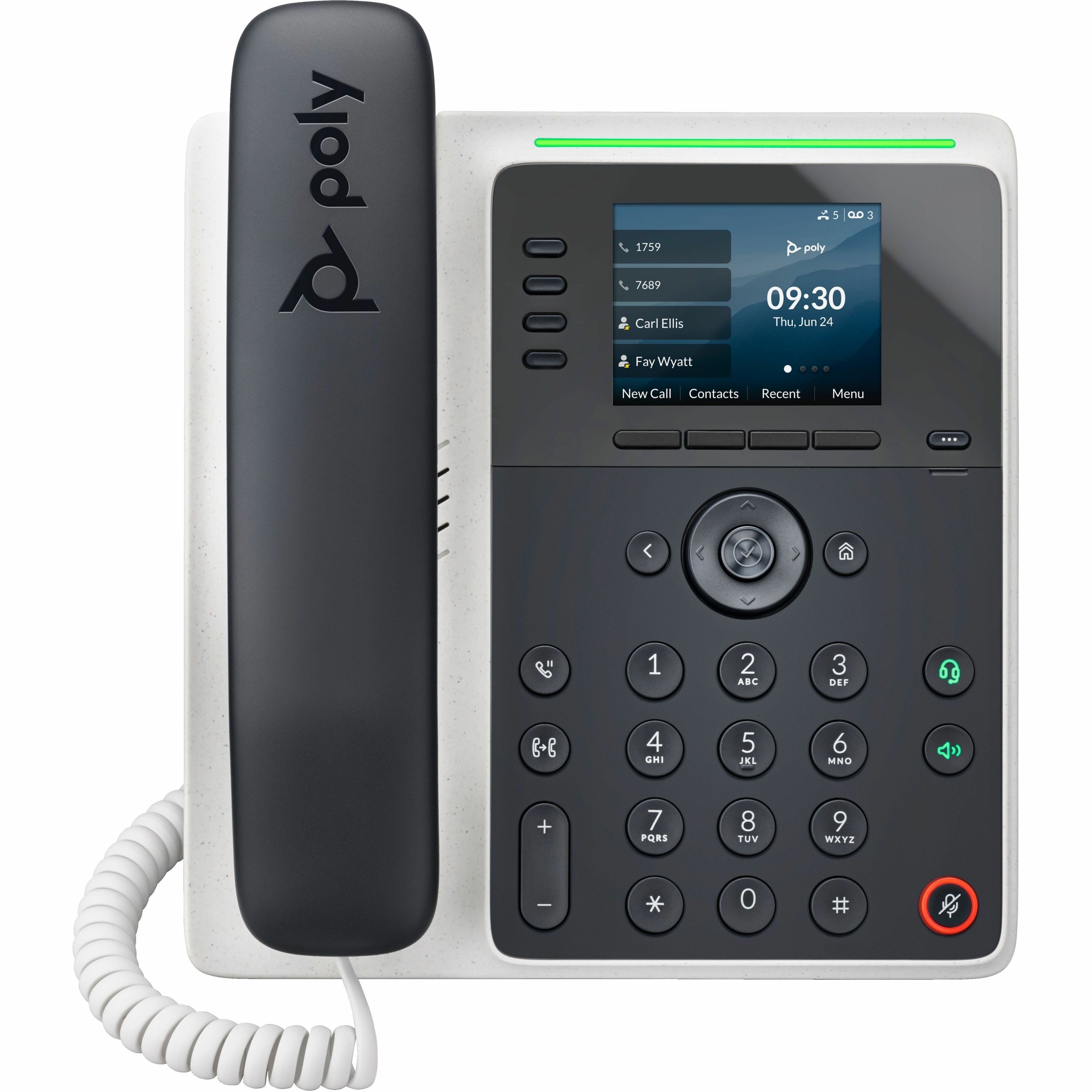 Poly 82M87AA Edge E220 IP Phone and PoE-enabled, Corded/Cordless, Bluetooth, Desktop, Wall Mountable, Black