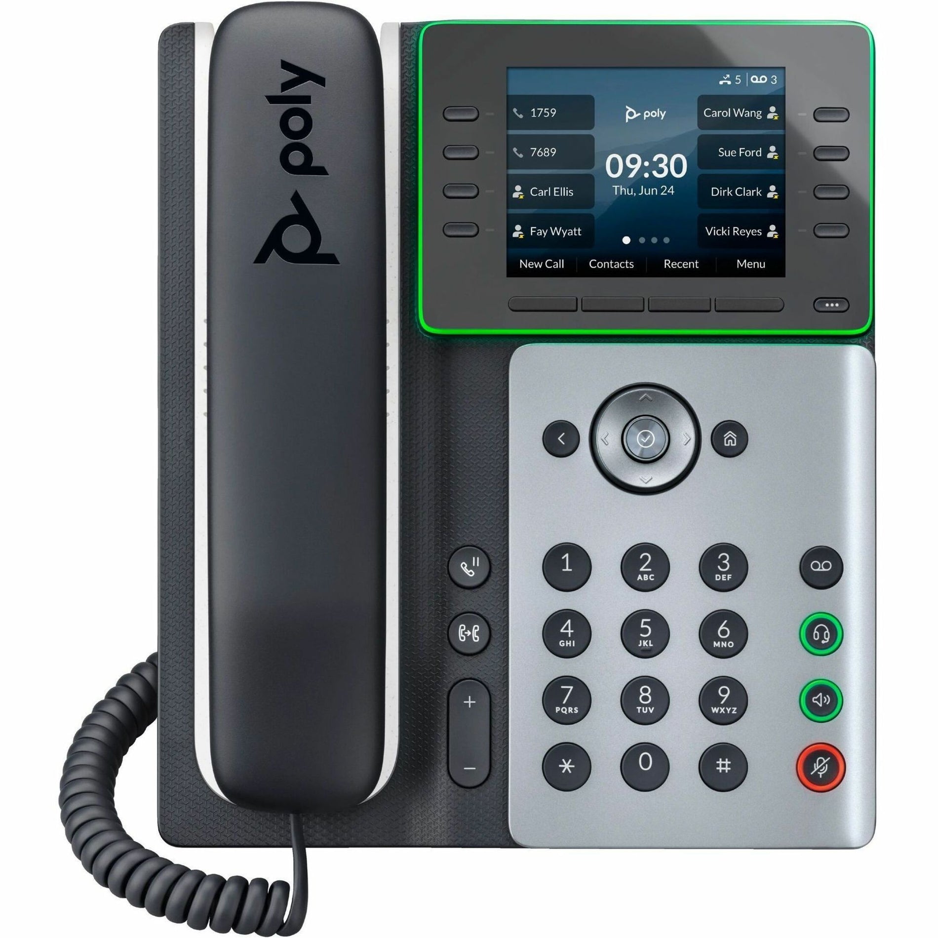 Poly 82M89AA Edge E350 IP Phone and PoE-enabled, Corded/Cordless, Wi-Fi, Bluetooth, Desktop, Wall Mountable, Black