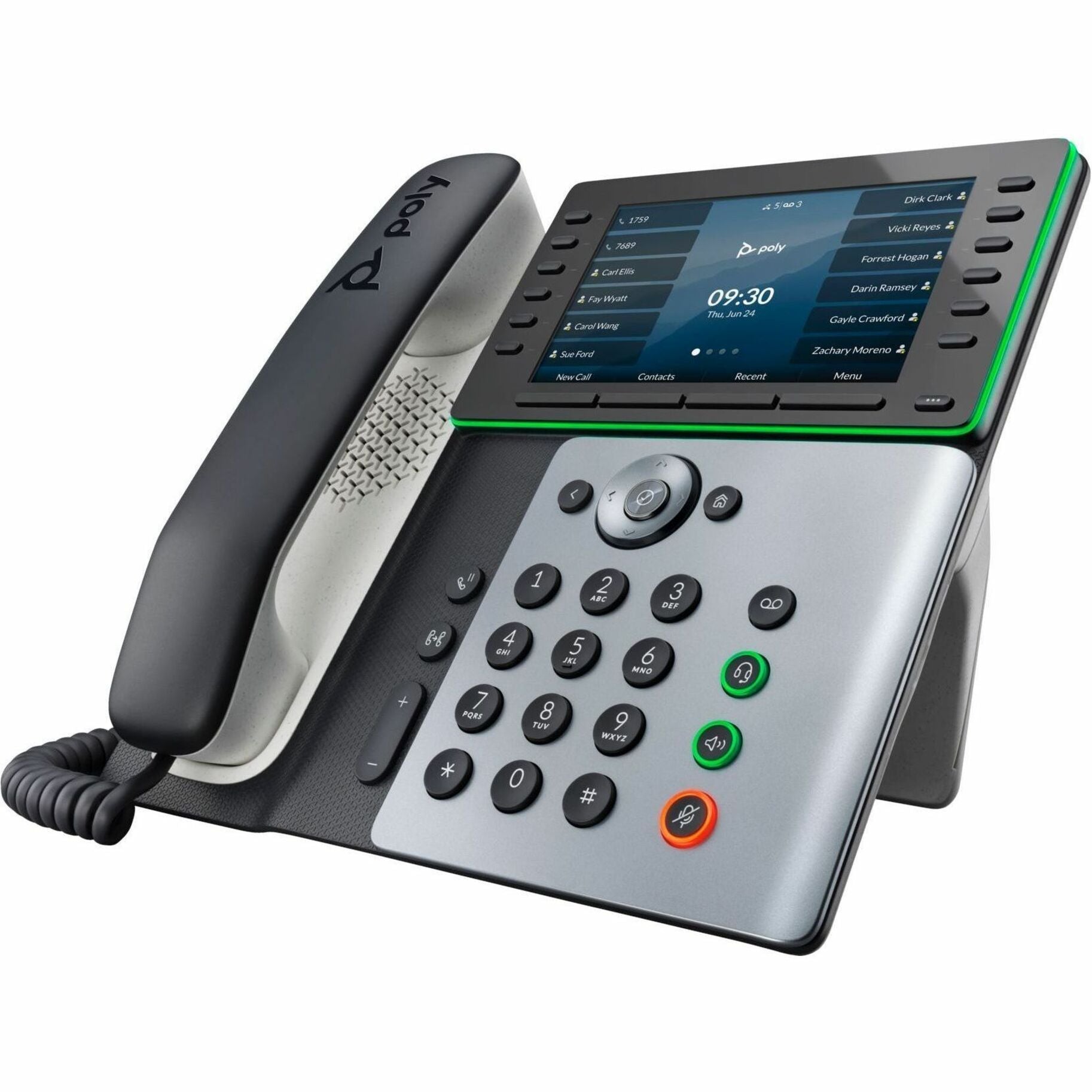 Poly Edge E550 IP Phone and PoE-enabled with Power Supply, NFC, Wi-Fi, Bluetooth, Desktop