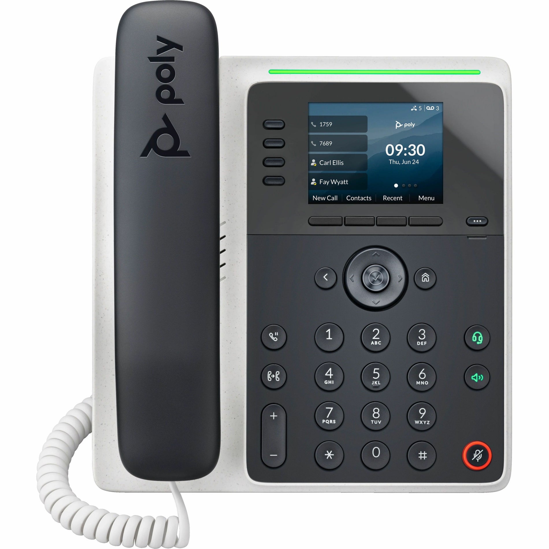 Poly Edge E220 IP Phone and PoE-Enabled with Power Supply, Corded, Bluetooth, Desktop, Wall Mountable, Black