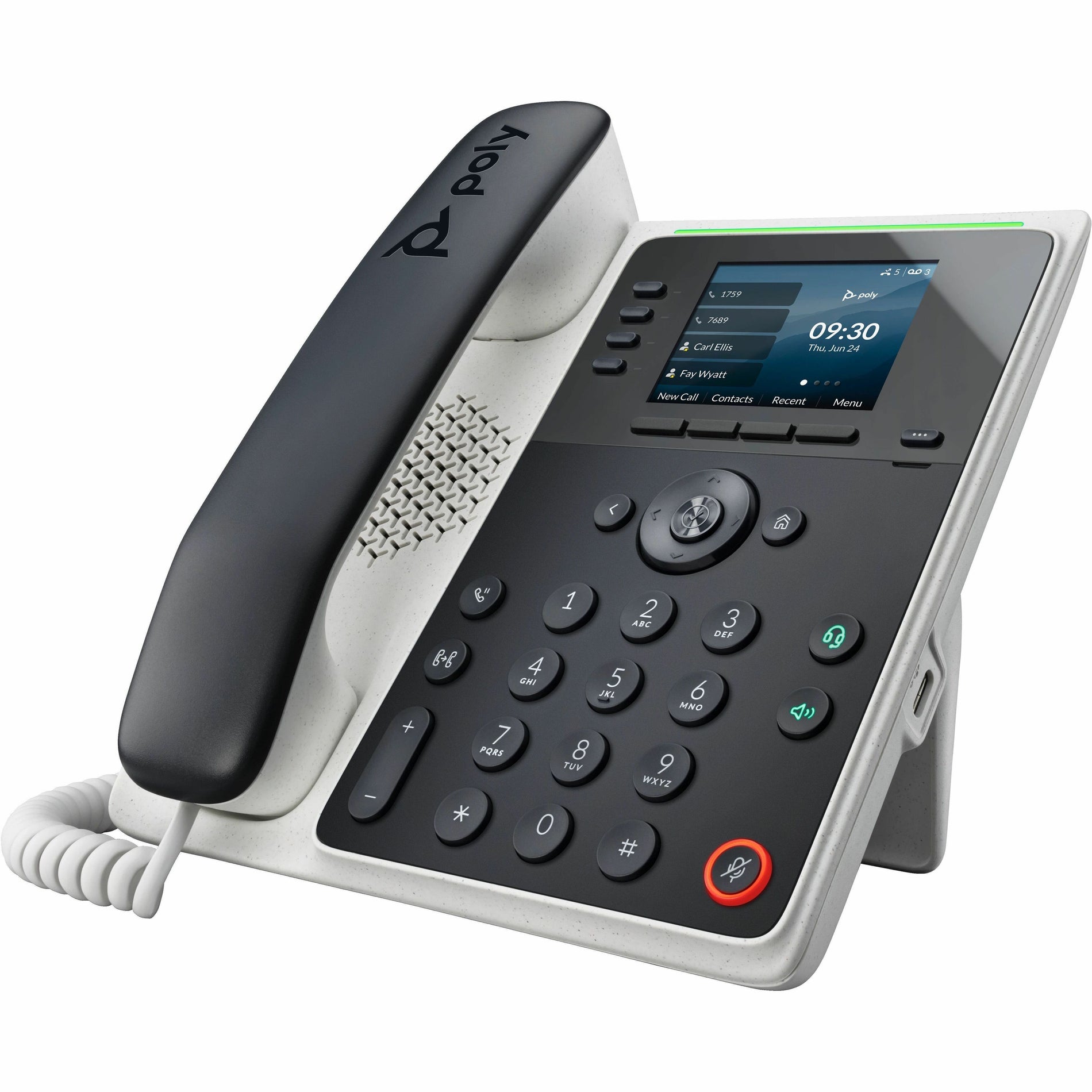 Poly Edge E220 IP Phone and PoE-Enabled with Power Supply, Corded, Bluetooth, Desktop, Wall Mountable, Black