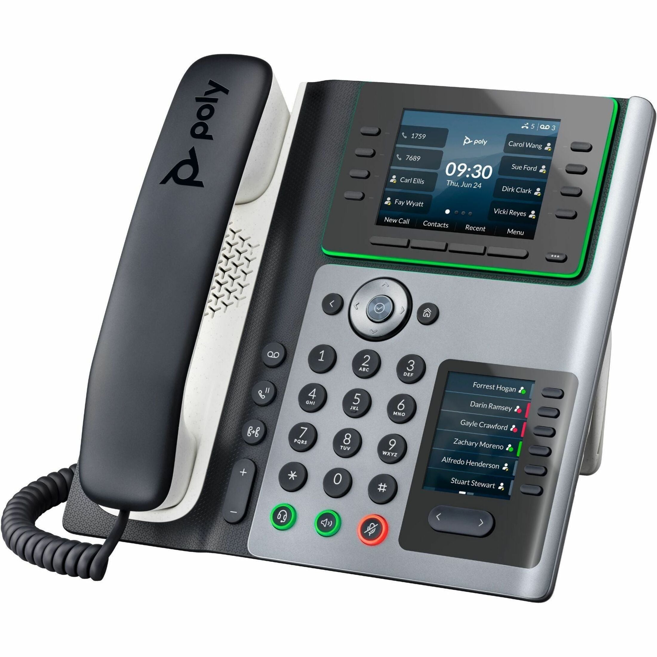 Poly Edge E450 IP Phone and PoE-Enabled with Power Supply, Corded Desktop Phone, Black