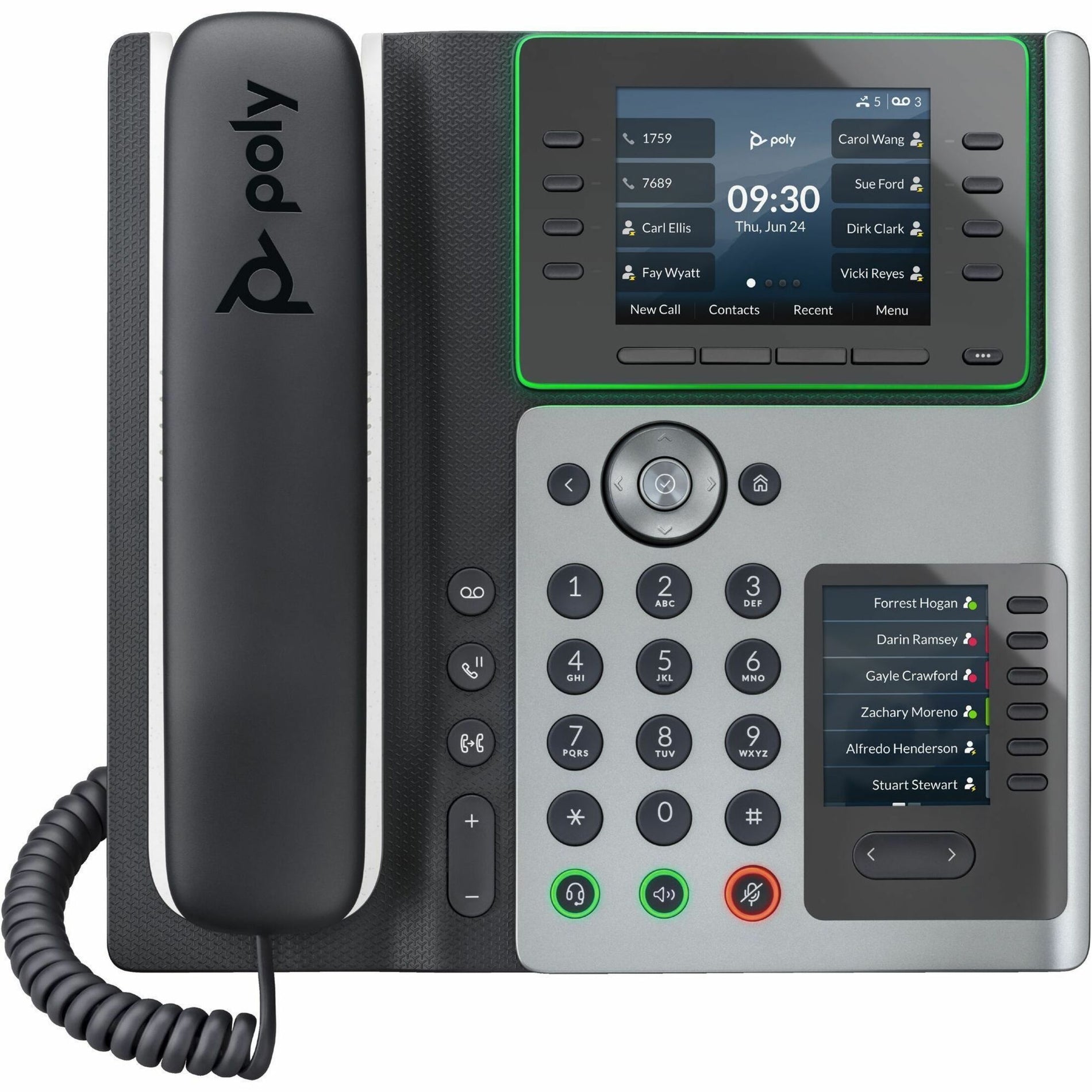 Poly Edge E450 IP Phone and PoE-Enabled with Power Supply, Corded Desktop Phone, Black