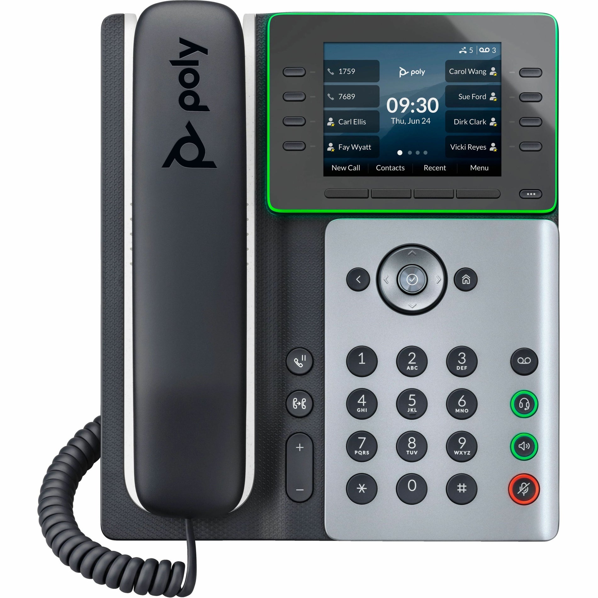 Poly Edge E320 IP Phone and PoE-Enabled with Power Supply, Bluetooth, Desktop, Wall Mountable, Black