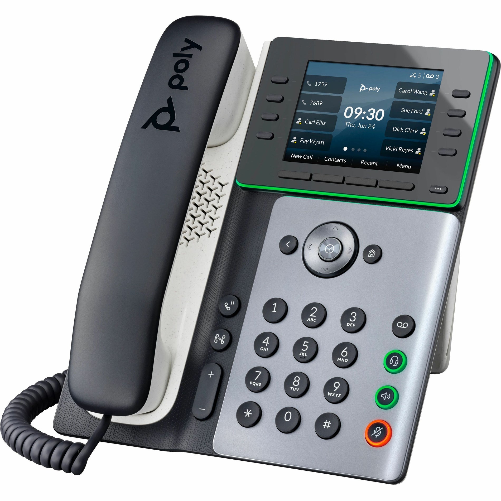 Poly Edge E320 IP Phone and PoE-Enabled with Power Supply, Bluetooth, Desktop, Wall Mountable, Black