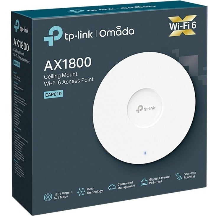 TP-Link EAP610-V3 AX1800 Ceiling Mount WiFi 6 Access Point, Dual Band Gigabit Ethernet, MIMO Technology