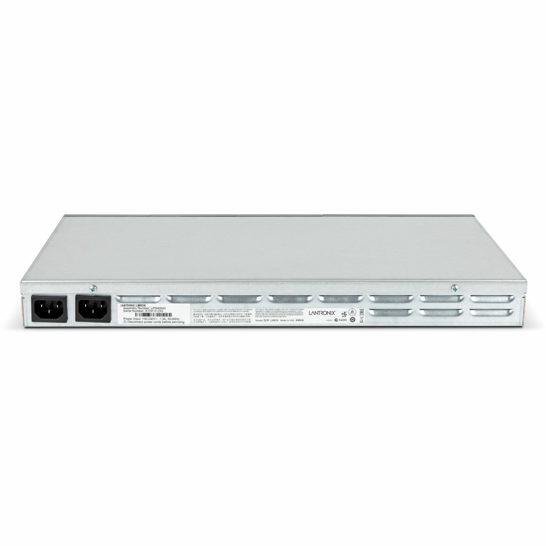 Lantronix 83X-24S-114-NAA 24-Port LM83X Device Server, 250GB Memory, 1 Year Warranty, TAA Compliant, United States Origin, 3 Expansion Slots, USB, Serial Port, Management Port, Gigabit Ethernet, Twisted Pair Media, Rack-mountable