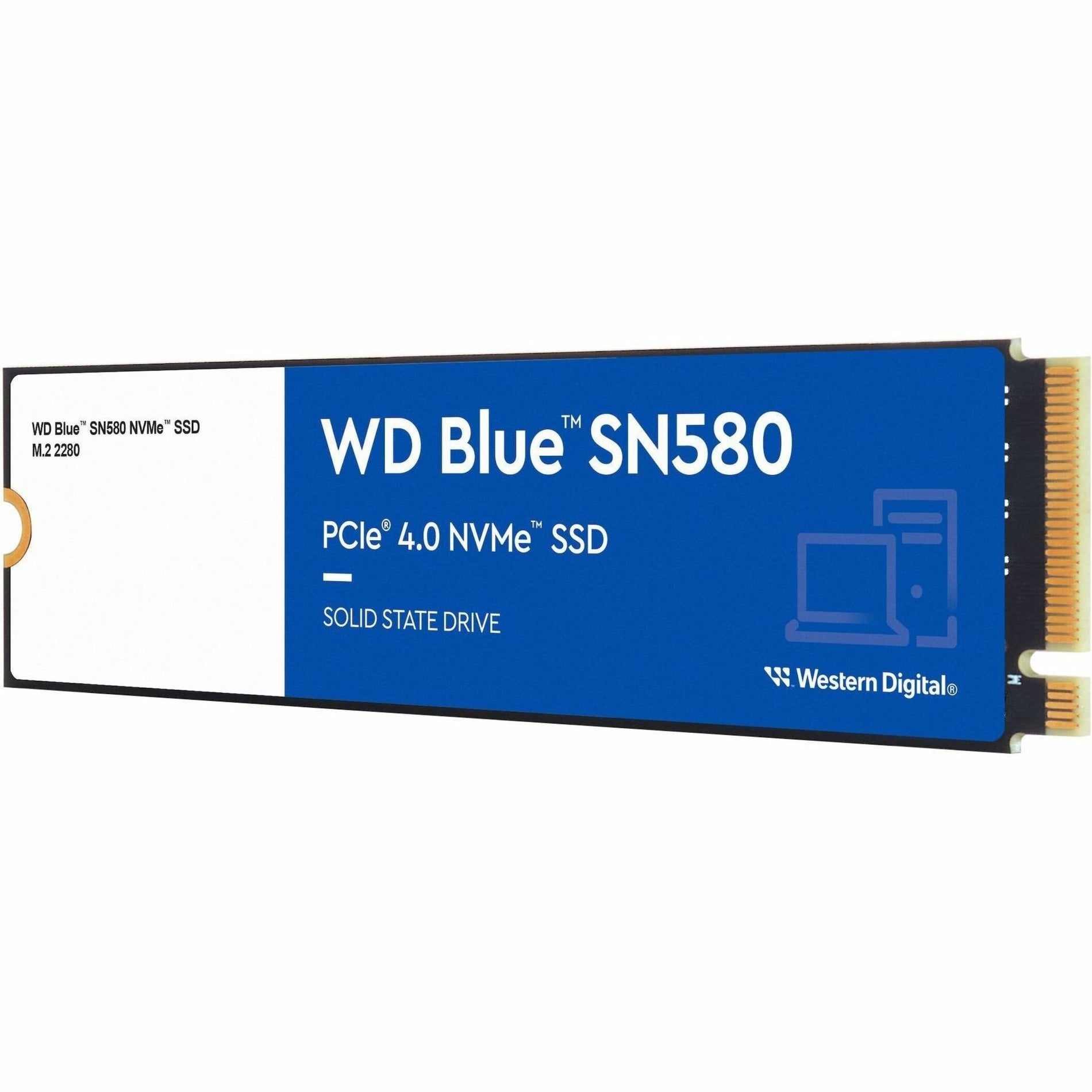 WD WDS250G3B0E-00CHF0 Blue SN580 Solid State Drive, 250GB, PCIe NVMe 4.0 x4, 4000 MB/s Read, 2000 MB/s Write