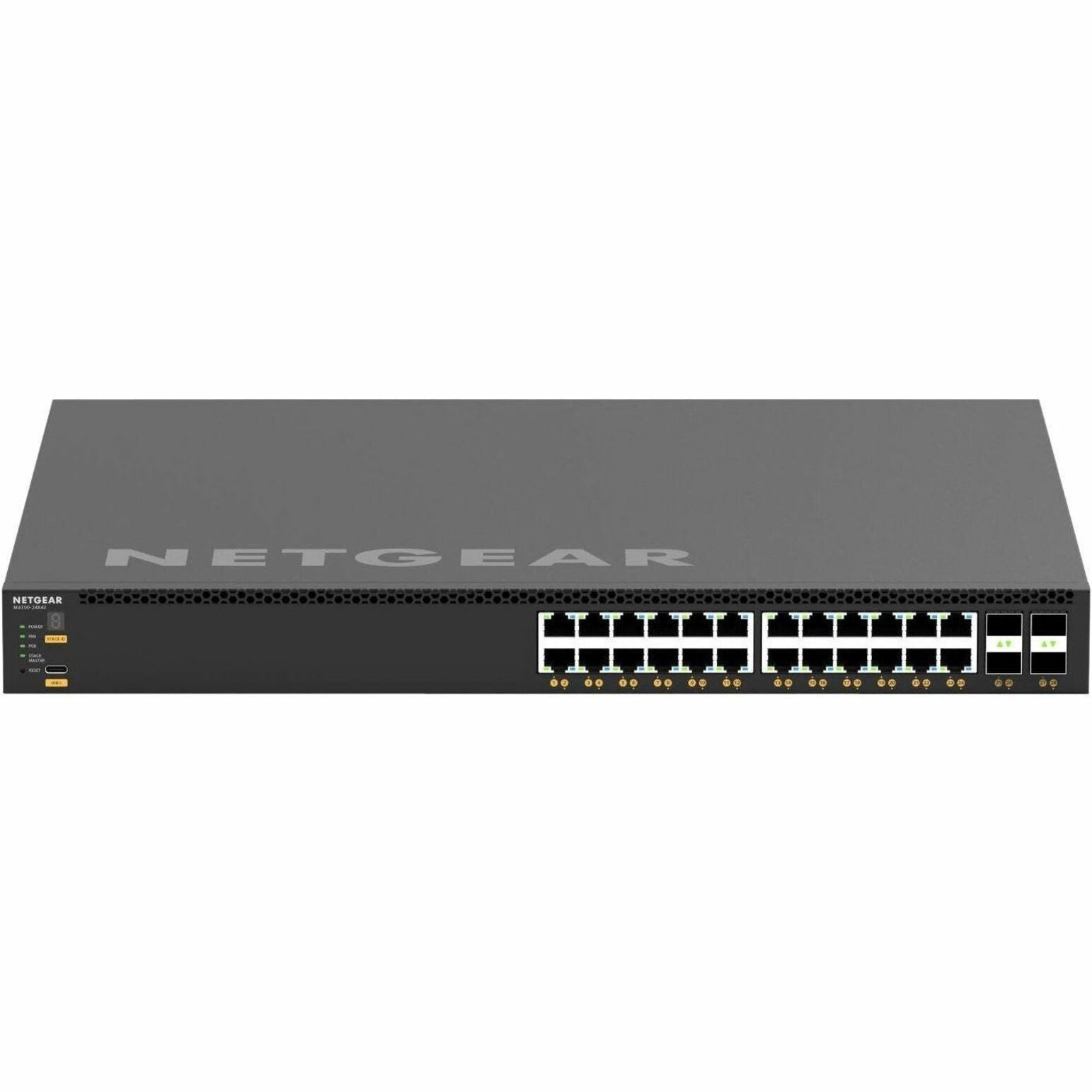 Netgear XSM4328CV-100NES AV Line M4350-24X4V Ethernet Switch, 24 Ports, 10/25 Gigabit Ethernet, PoE+, Rack-mountable