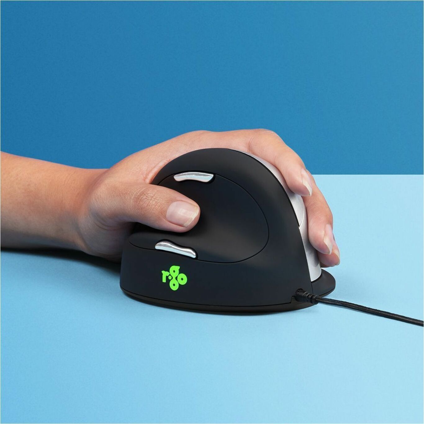 R-Go RGOBRHEMLL HE Break Mouse, Left-Handed Ergonomic Fit, Large Size, 5 Buttons, 2500 dpi, USB 2.0