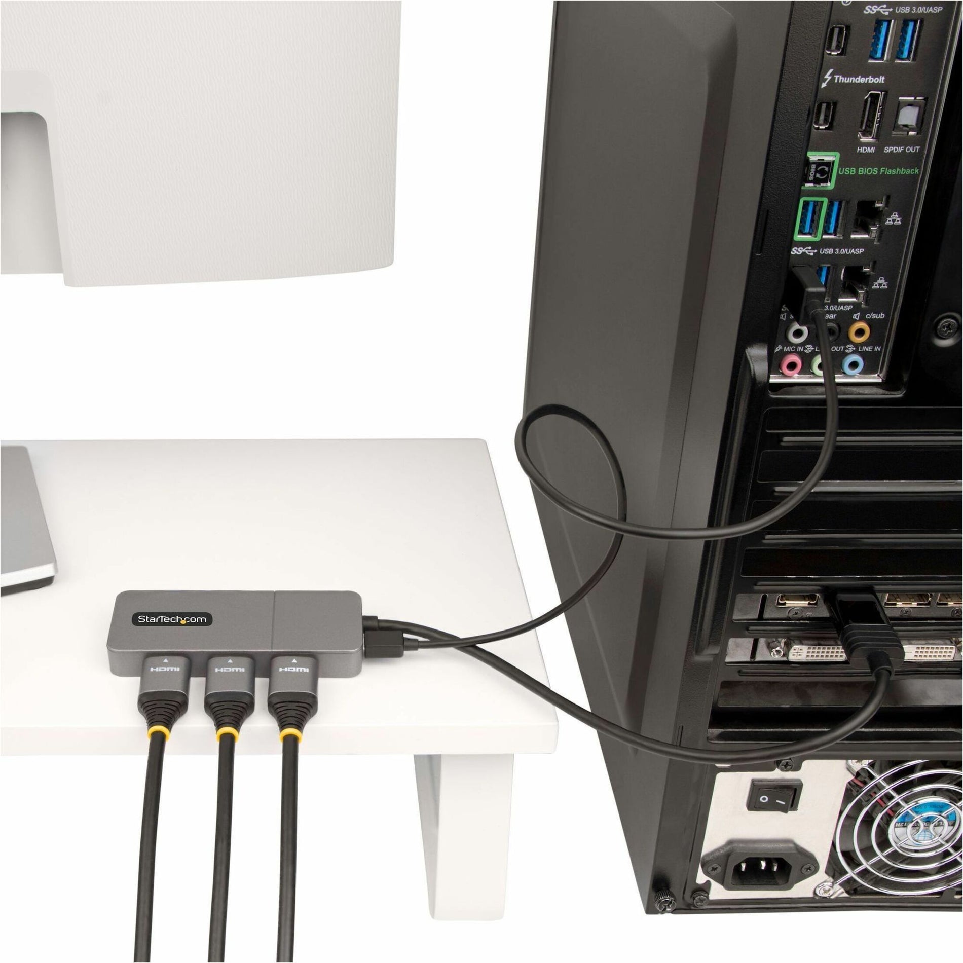 StarTech.com MST14DP123HD Signal Splitter, 3 HDMI Outputs, 1 DisplayPort Input, 4K Video Resolution, USB and HDMI Out