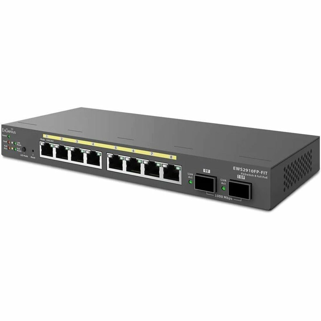 EnGenius EWS2910FP-FIT Ethernet Switch, Business Network Switch with 8 Gigabit Ethernet PoE Ports, 2 Gigabit Ethernet Expansion Slots