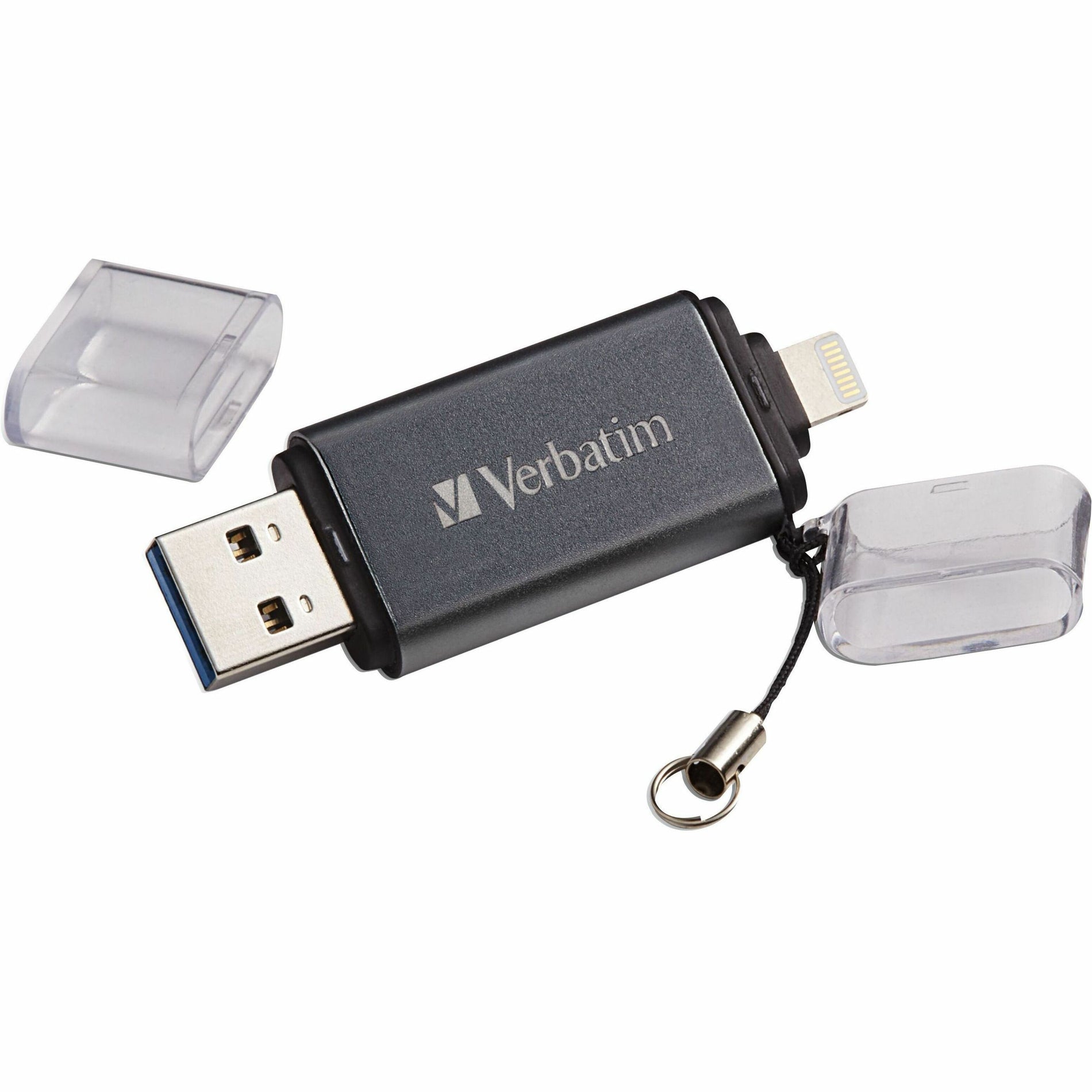 Verbatim 71276 Store 'n' Go Dual 128GB USB 3.2 (Gen 1) Type A Flash Drive, Graphite - For Apple Lightning Devices