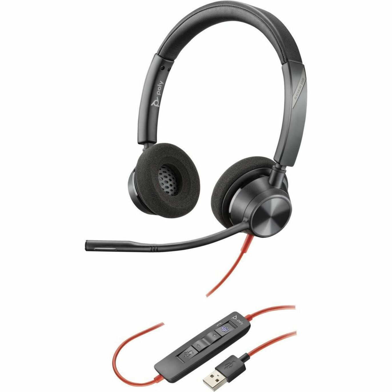 Poly Blackwire 3320 Headset, Binaural Over-the-head, USB Type A/C, 2 Year Warranty