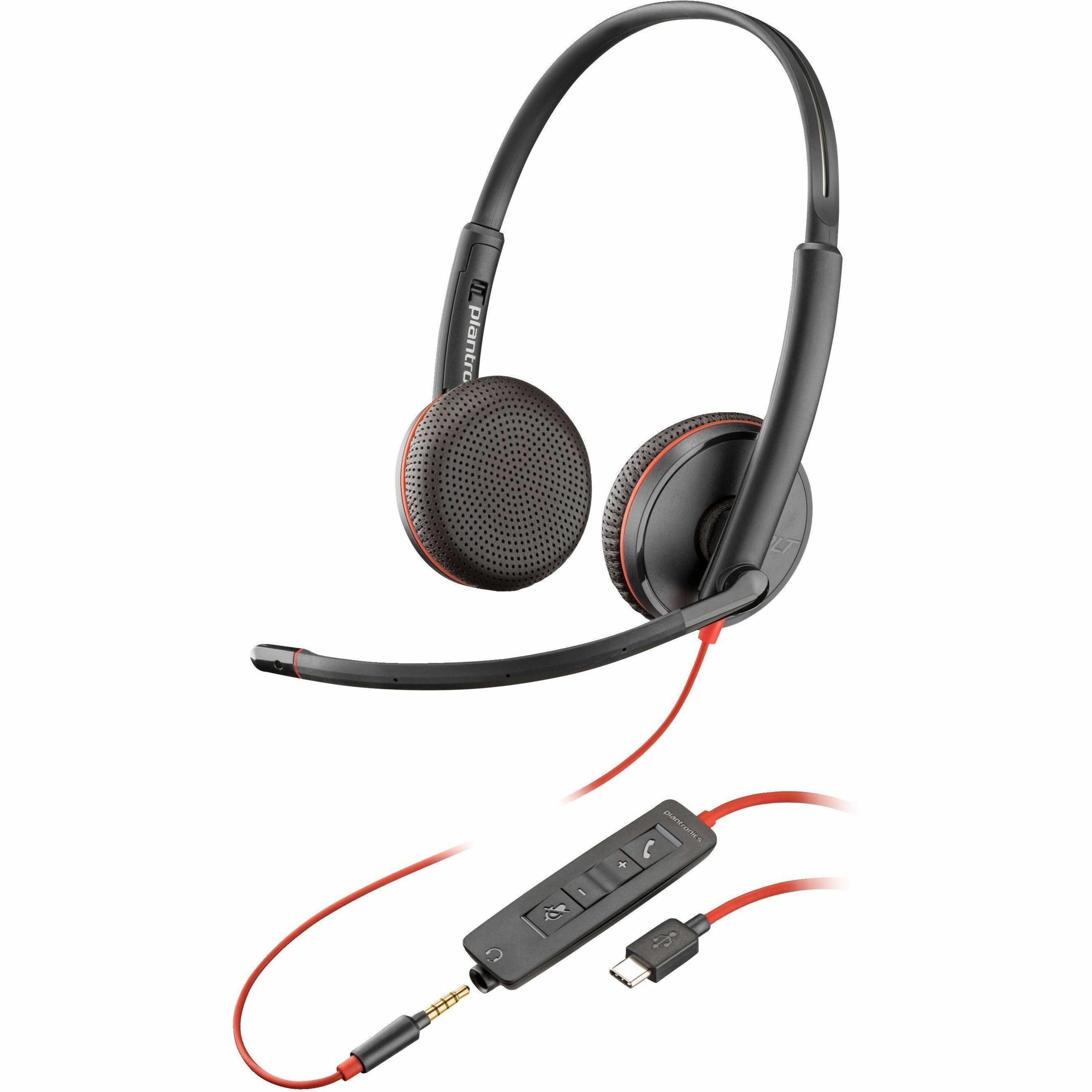 Poly Blackwire C3225 Headset, Over-the-ear, Over-the-head, Noise Cancelling