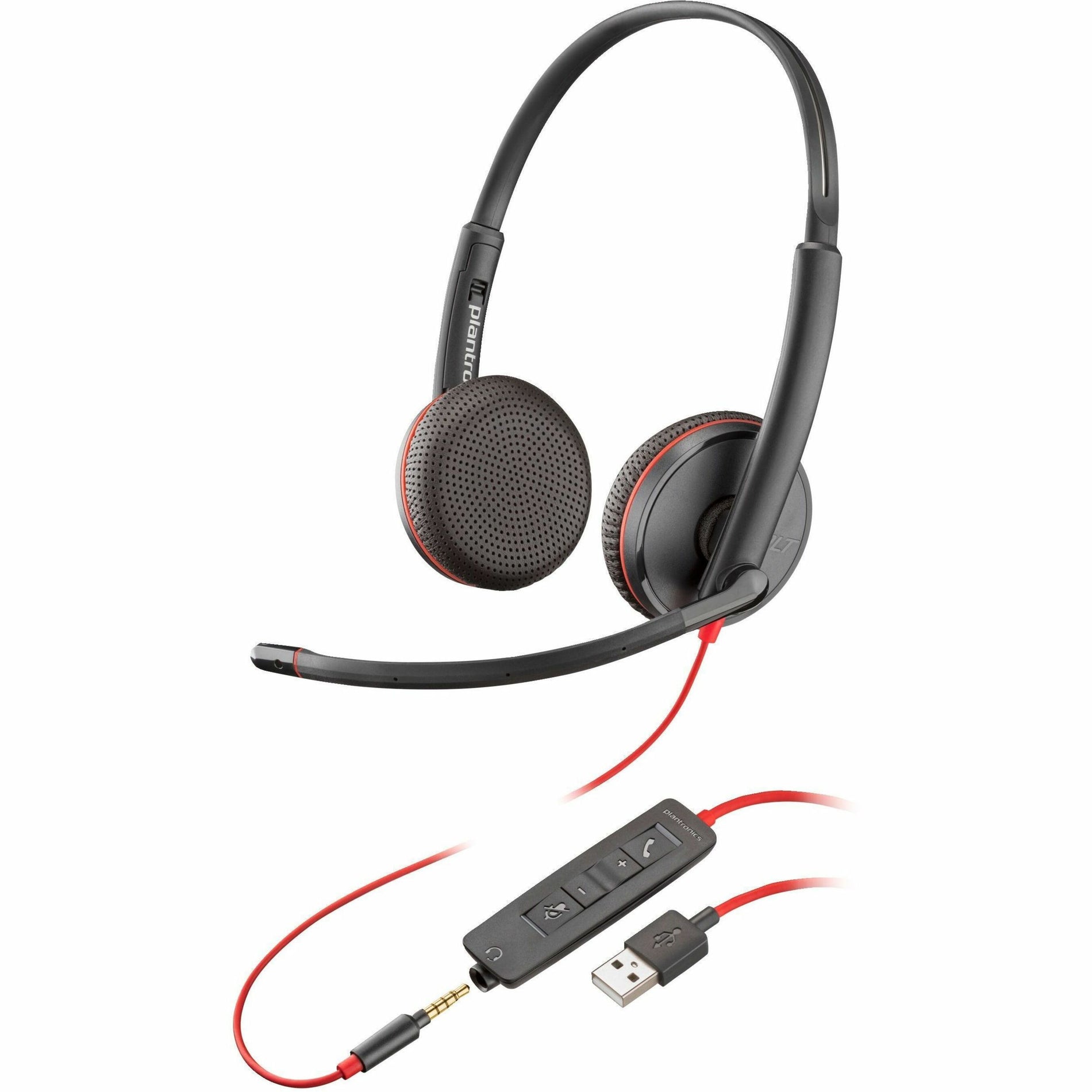 Poly Blackwire 3225 Headset, On-ear Stereo Headset with Noise Cancelling Microphone