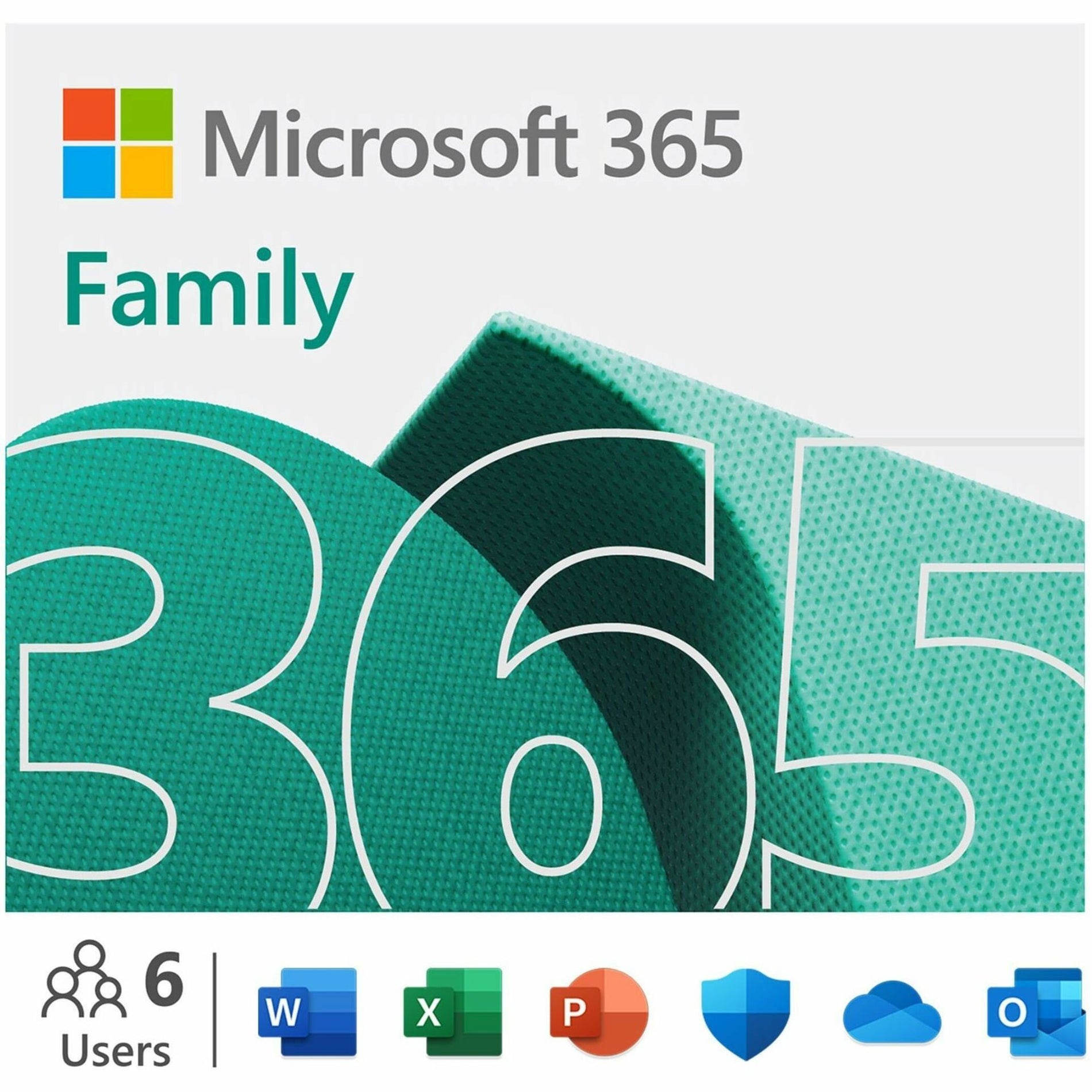 Microsoft 6GQ-01892 365 Family, 1 Year Subscription - Medialess