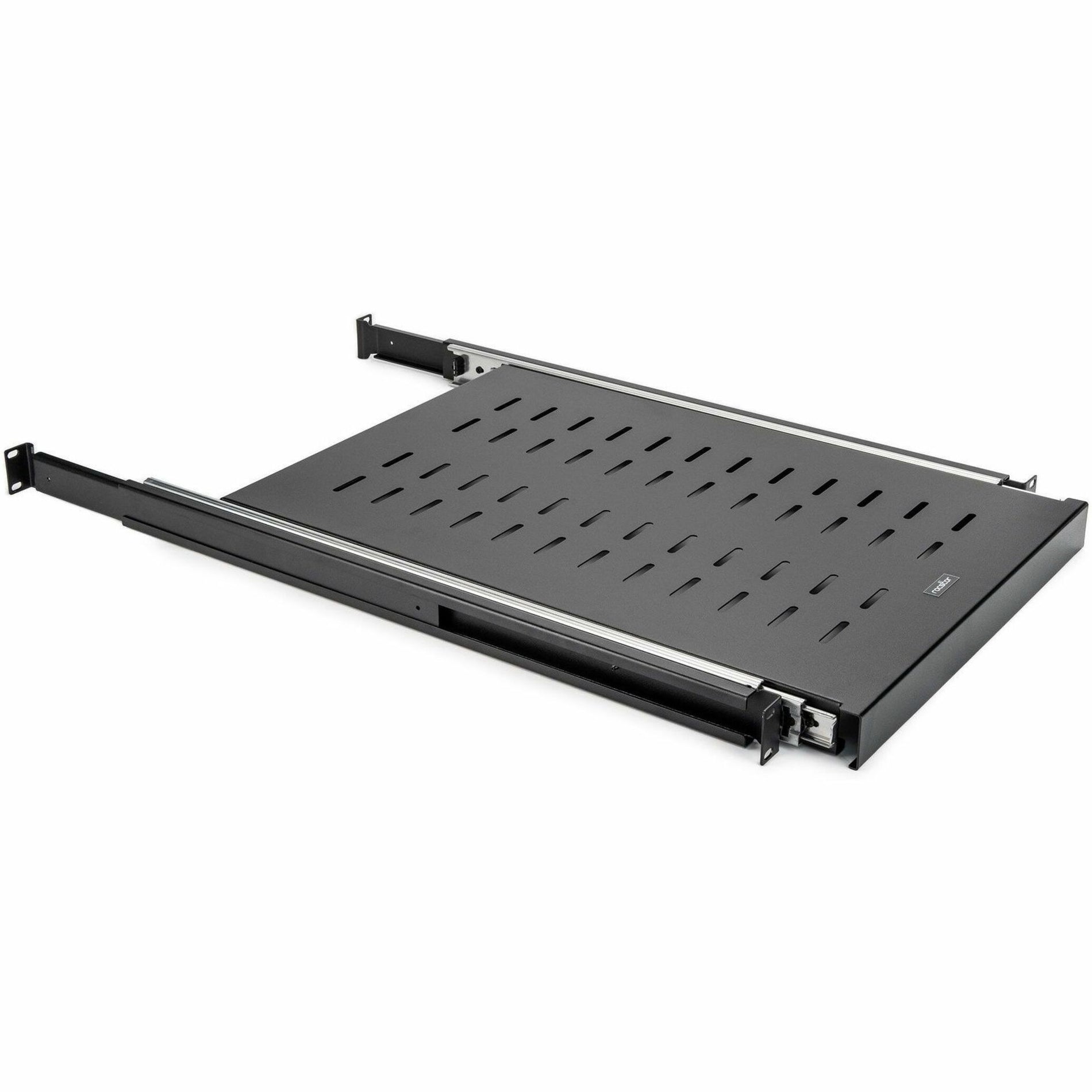 Rocstor Y10E049-B1 19" Adjustable Sliding Server Rack Cabinet Shelf, Lockable, Vented, Heavy Duty