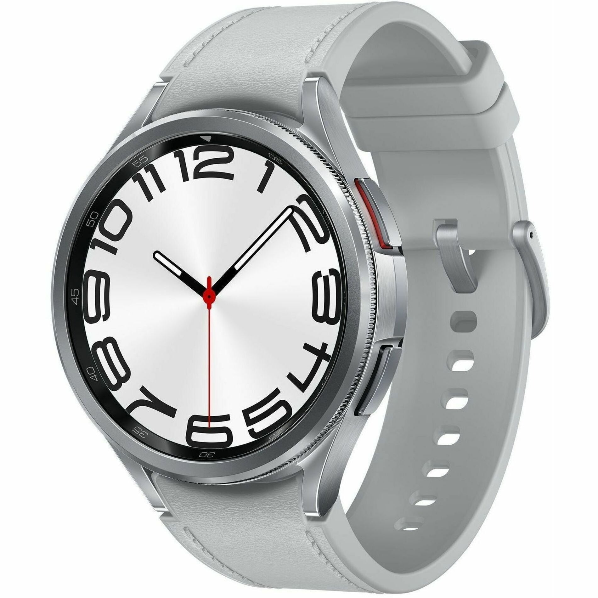 Samsung SM-R965UZSAXAA Galaxy Watch6 Classic (Bluetooth + 4G, 47mm), Silver Leather Band