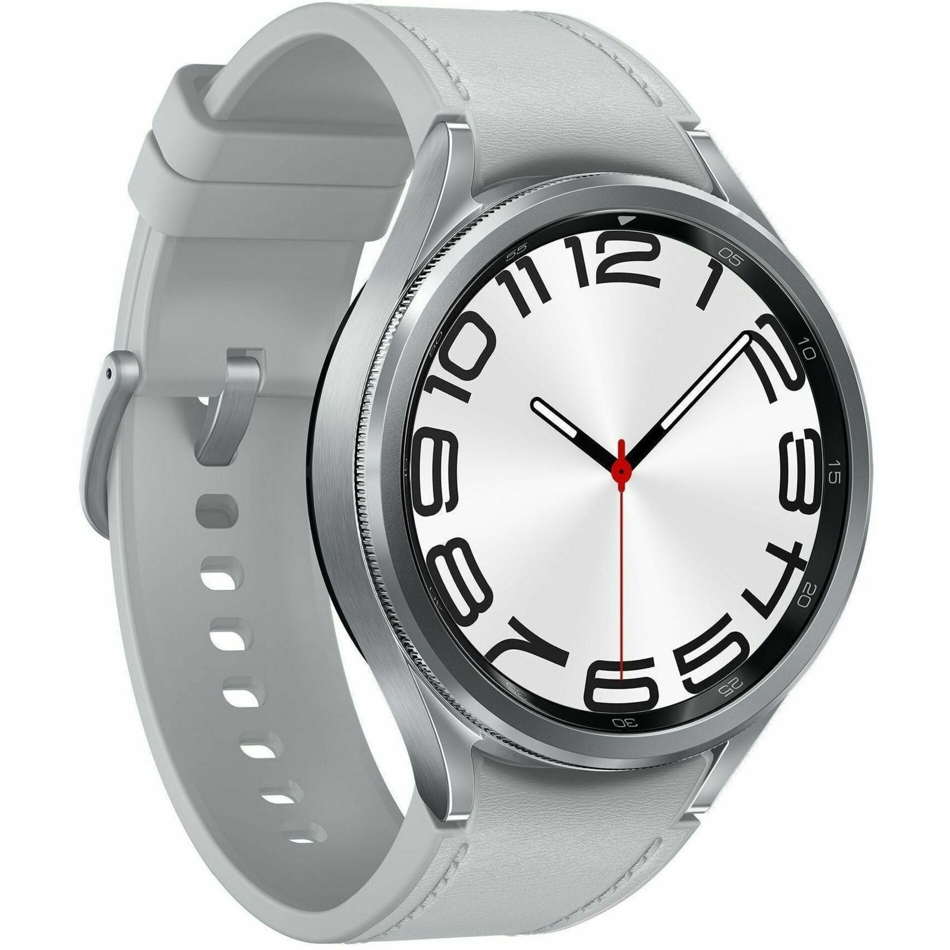 Samsung SM-R965UZSAXAA Galaxy Watch6 Classic (Bluetooth + 4G, 47mm), Silver Leather Band