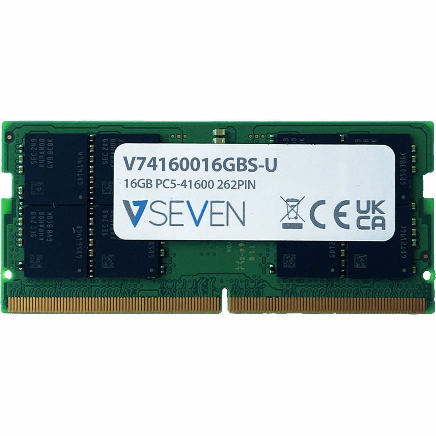 V7 V74160016GBS-U 16GB DDR5 SDRAM Memory Module, 5200 MHz, SoDIMM, Non-ECC
