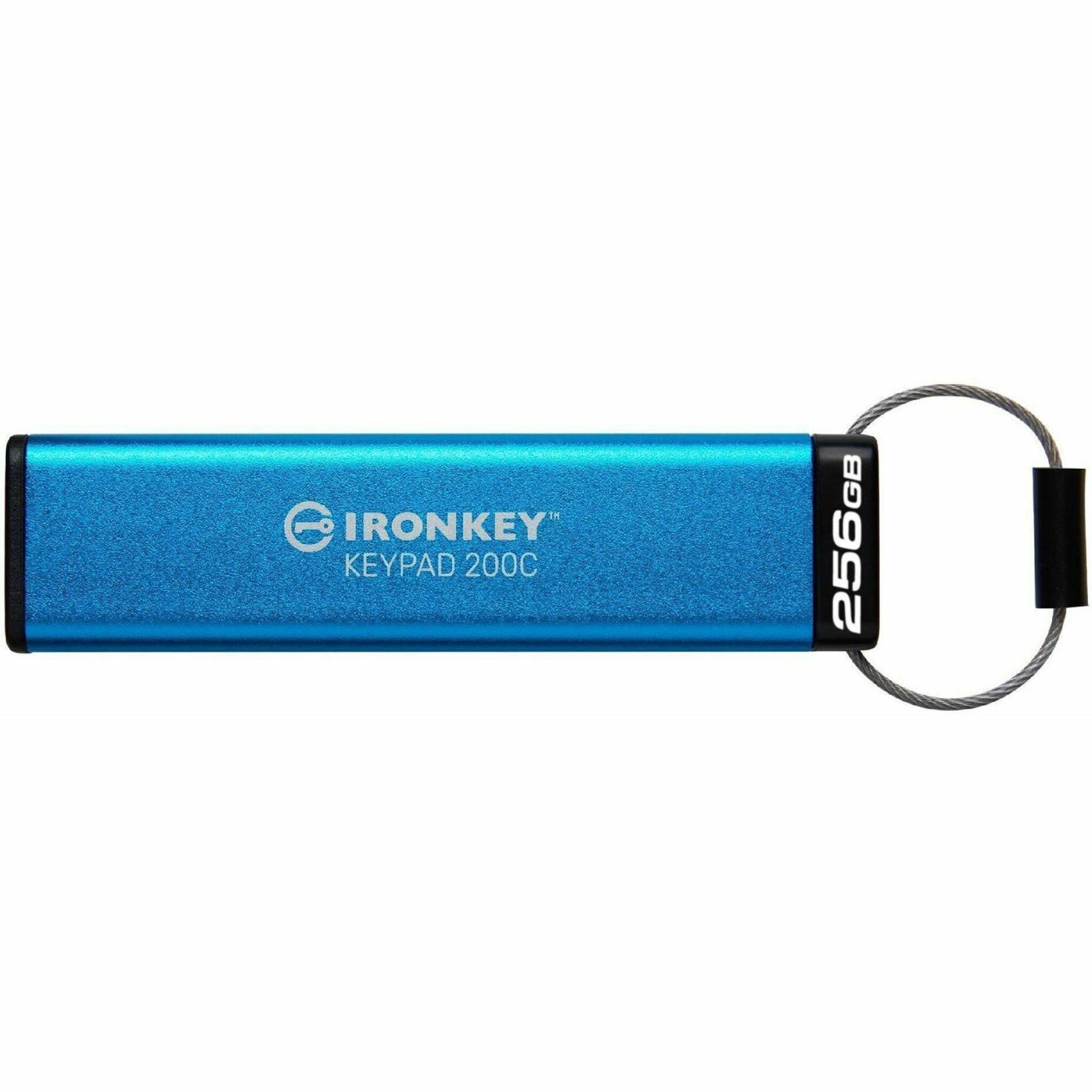 IronKey IKKP200C/256GB Keypad 200 256GB USB 3.2 (Gen 1) Type C Flash Drive, Dust Proof, Water Proof, Hardware Encryption, Password Protection