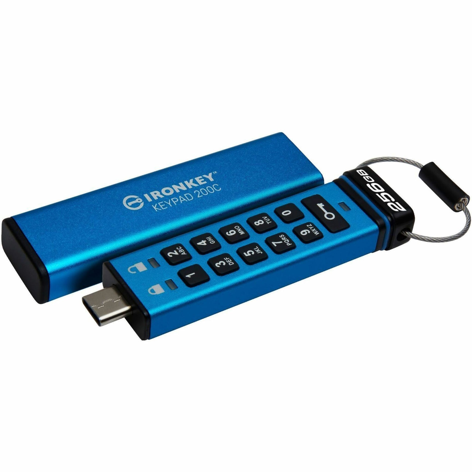 IronKey IKKP200C/256GB Keypad 200 256GB USB 3.2 (Gen 1) Type C Flash Drive, Dust Proof, Water Proof, Hardware Encryption, Password Protection