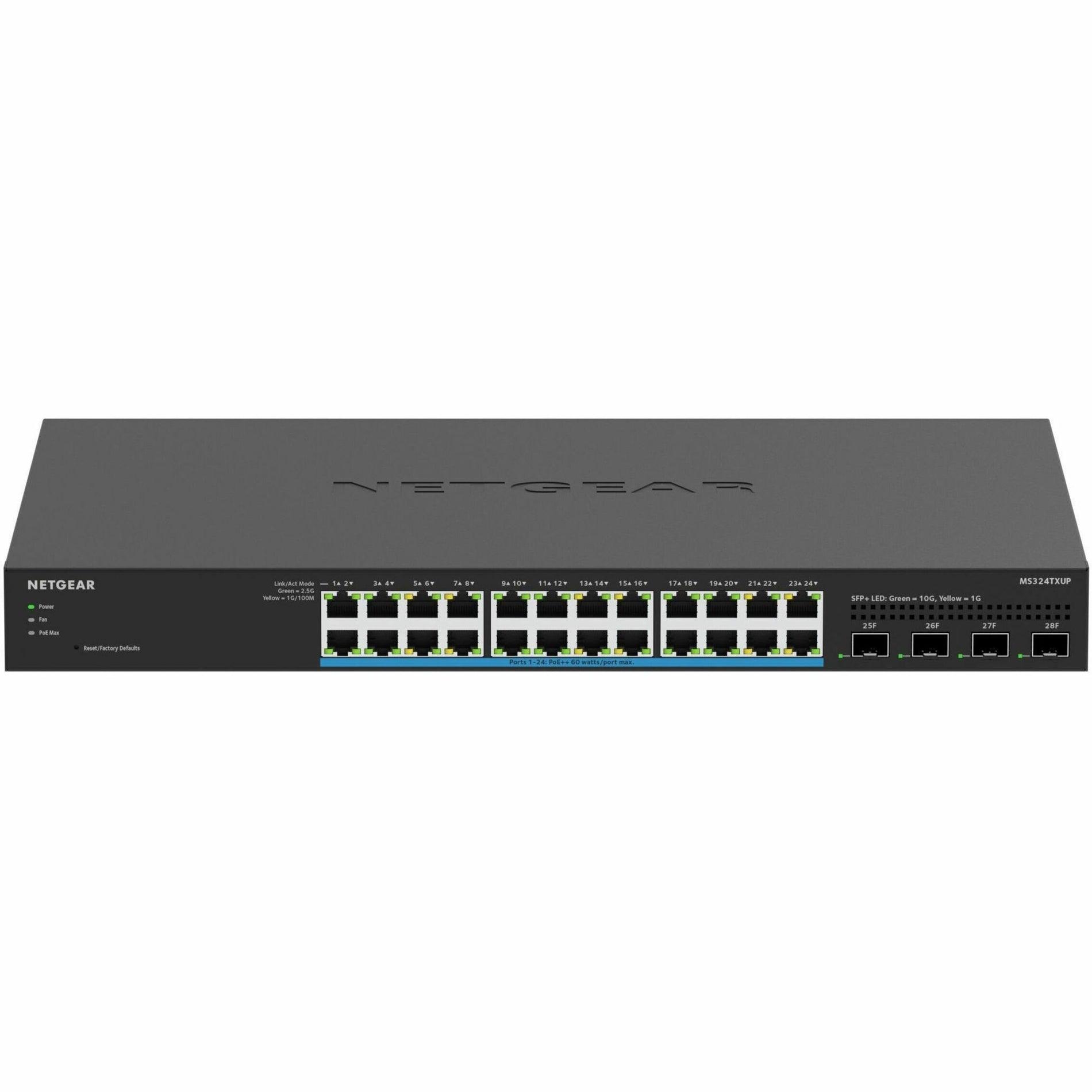 Netgear MS324TXUP-100NAS 24-Port Multi-Gigabit (2.5G) Ethernet Ultra60 PoE++ Smart Switch with 4 SFP+ Ports, 720W PoE Budget