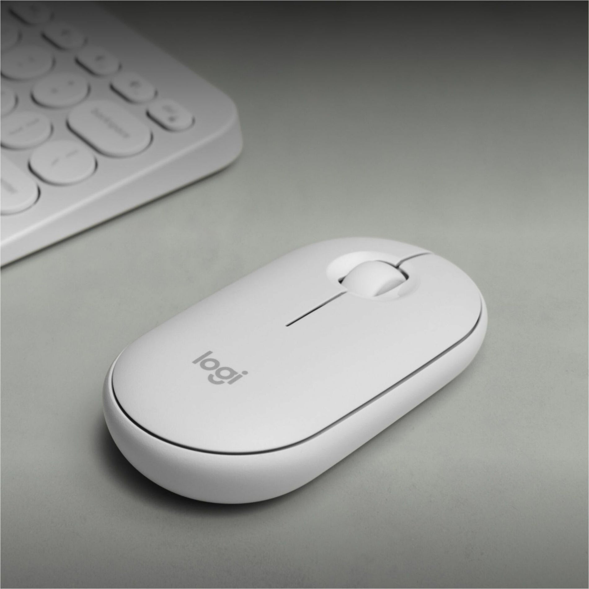 Logitech 910-007022 Pebble 2 M350s Mouse, Tonal White, Bluetooth Wireless, 4000 dpi