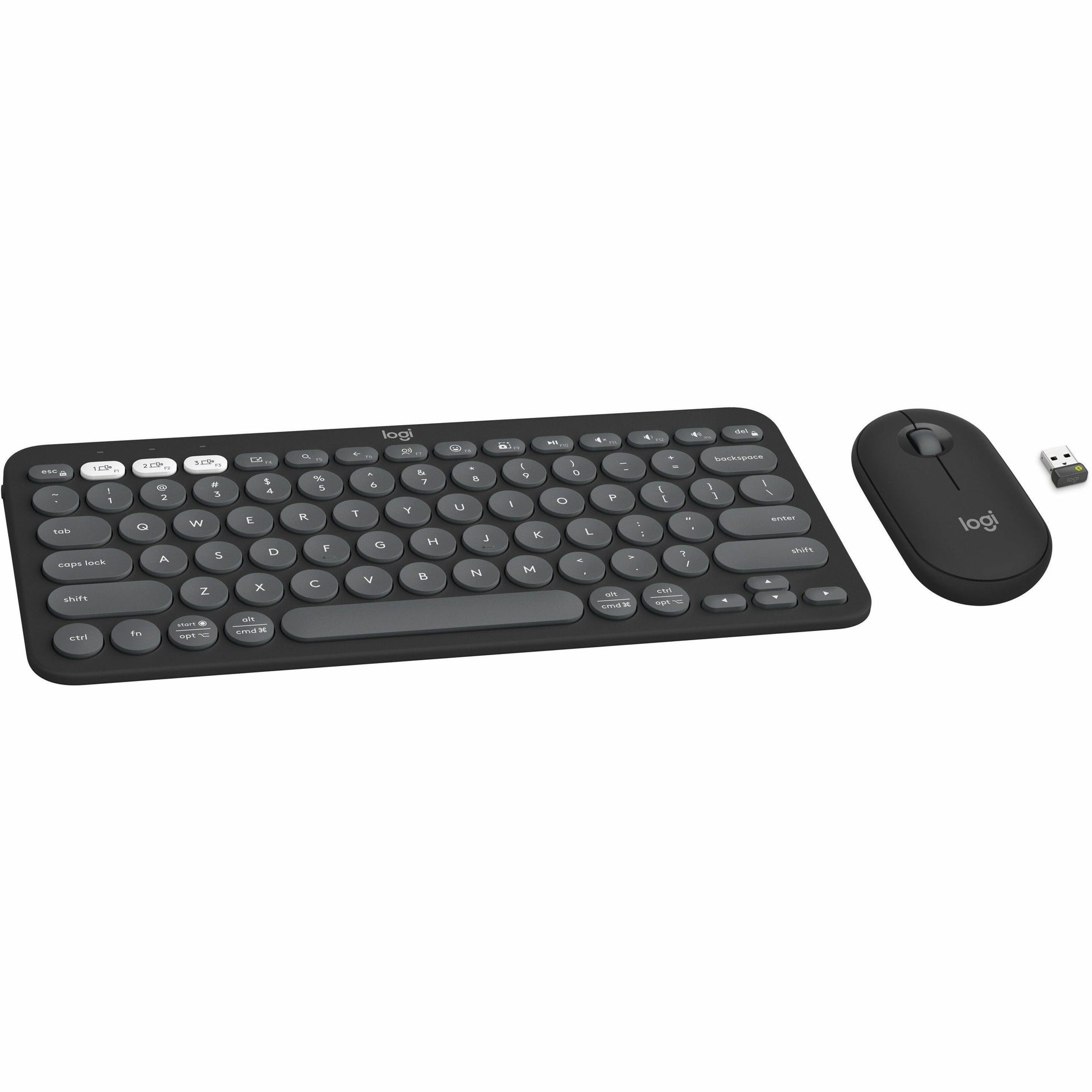 Logitech 920-012061 Pebble 2 Combo Keyboard & Mouse, Quiet Keys, Low-profile, Slim, Bluetooth, Tonal Graphite