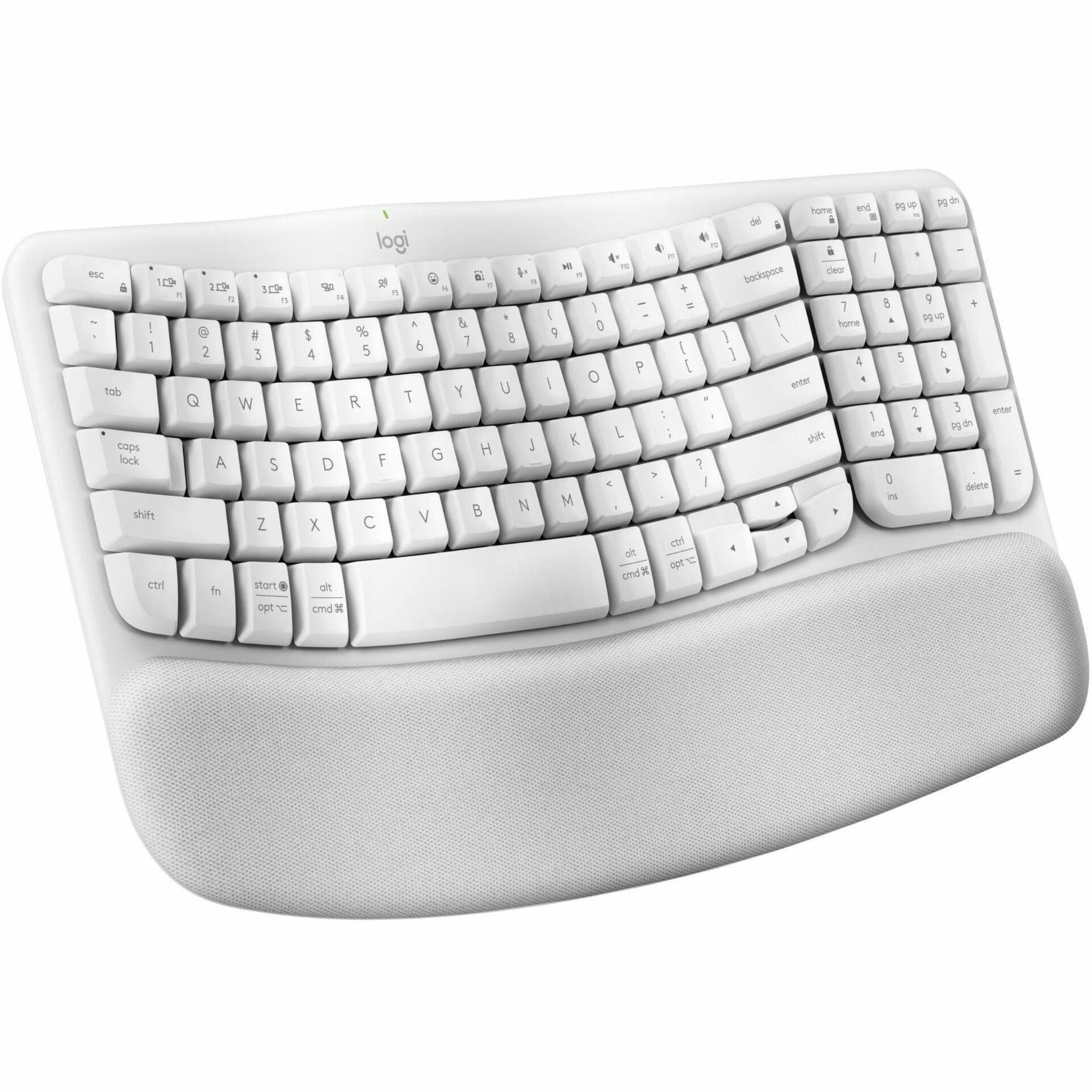 Logitech 920-012275 Wave Keys Keyboard, Ergonomic Wireless Bluetooth Keyboard with Adjustable Tilt, Palm Rest, and Compact Design
