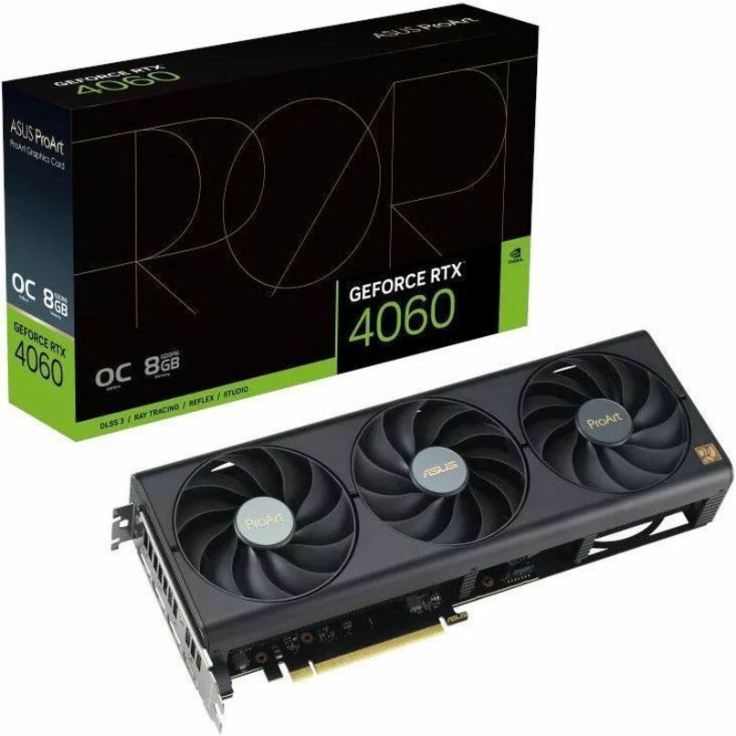 Asus PROART-RTX4060-O8G ProArt GeForce RTX 4060 OC edition 8GB GDDR6 Graphic Card, High Performance Gaming and Design Graphics