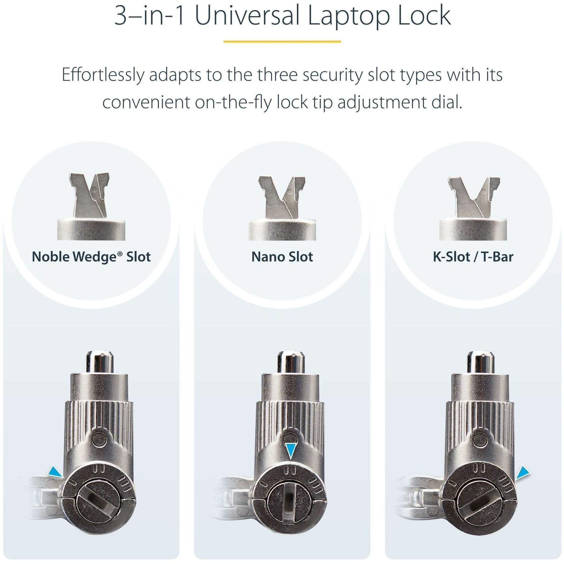 StarTech.com UNIVK-LAPTOP-LOCK Laptop Security Lock, Cable Lock for Notebook, Docking Station, Monitor
