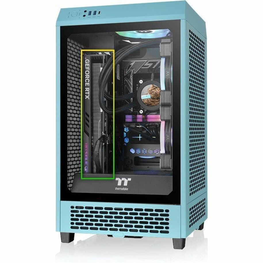 Thermaltake CA-1X9-00SBWN-00 The Tower 200 Turquoise Mini Chassis, Gaming Computer Case with 1200W Power Supply