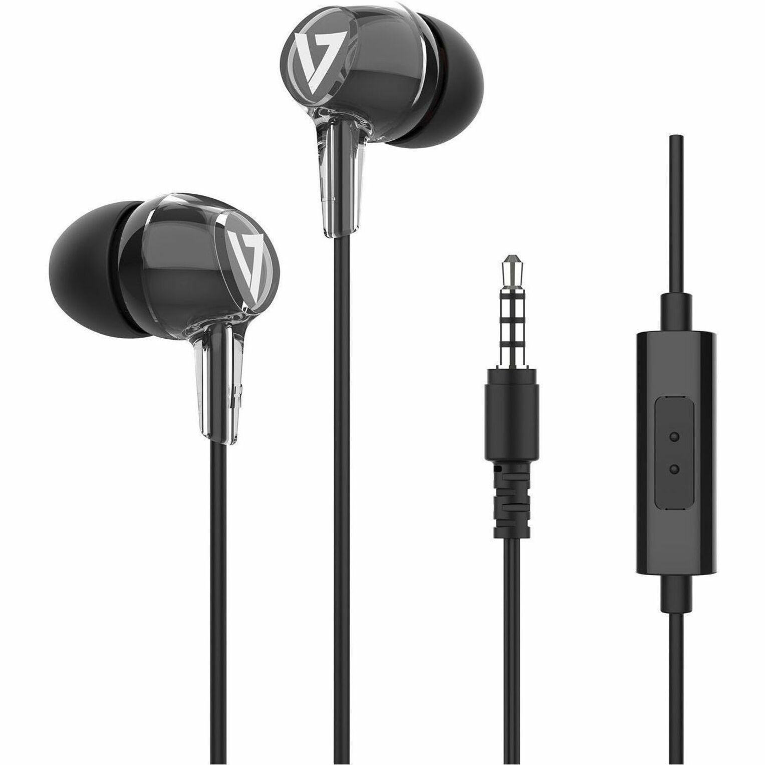 V7 HA220 Stereo Earbuds w/Inline Mic, Comfortable, Noise Isolation, Lightweight