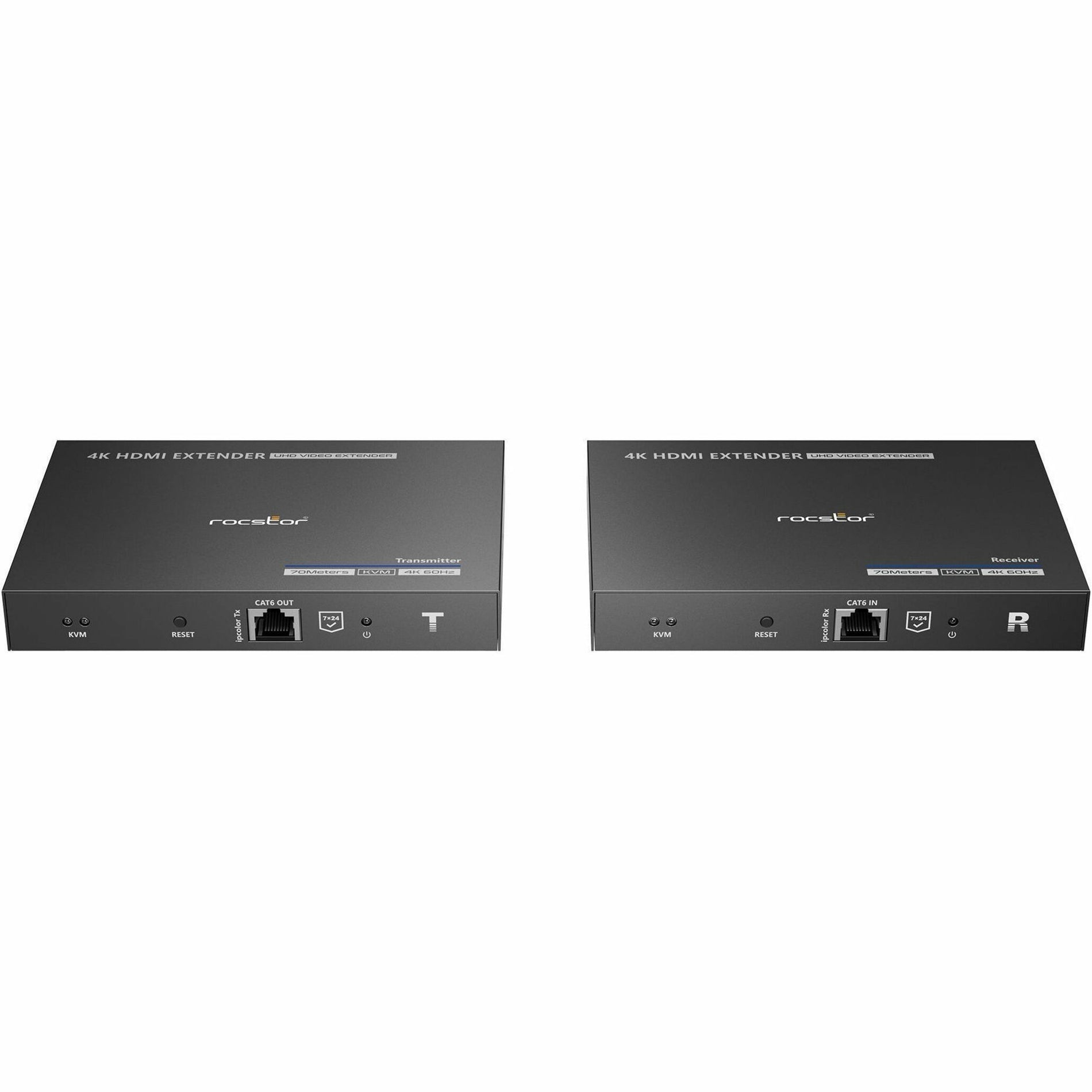 Rocstor Y10G001-B1 TrueReach HDMI Extender, 4K Video Extender Transmitter/Receiver, 2 Year Warranty, Wall Mountable, Black