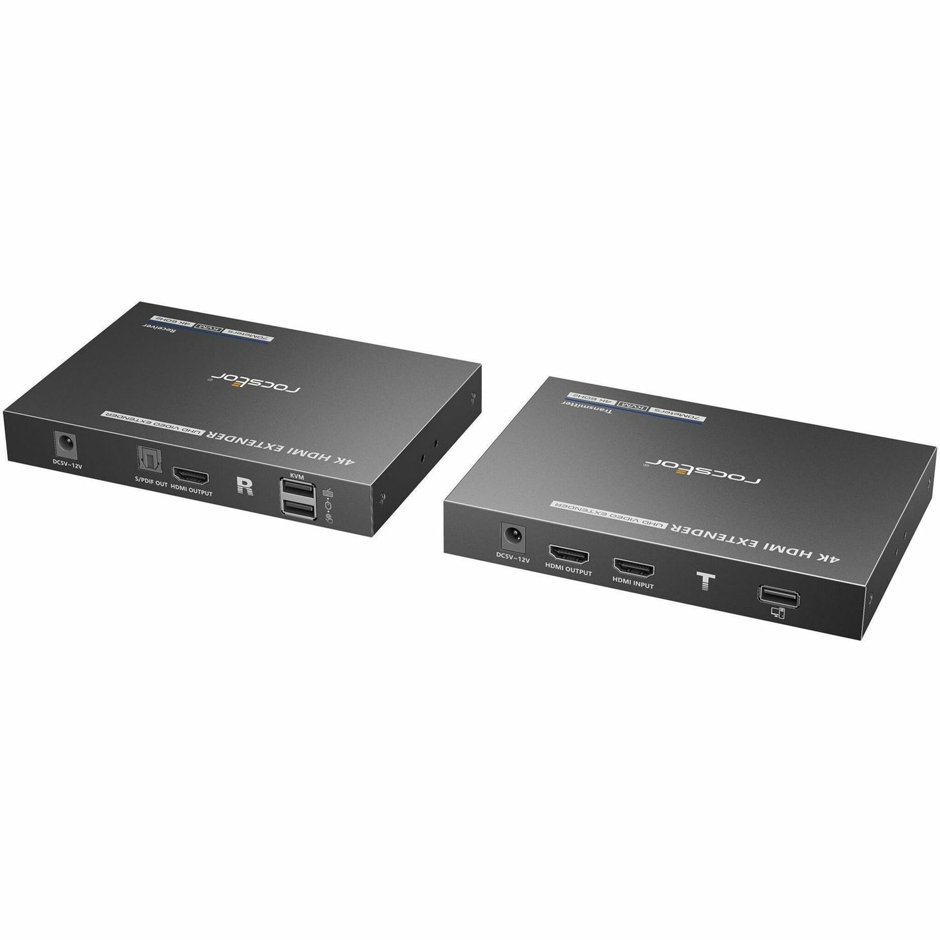 Rocstor Y10G001-B1 TrueReach HDMI Extender, 4K Video Extender Transmitter/Receiver, 2 Year Warranty, Wall Mountable, Black