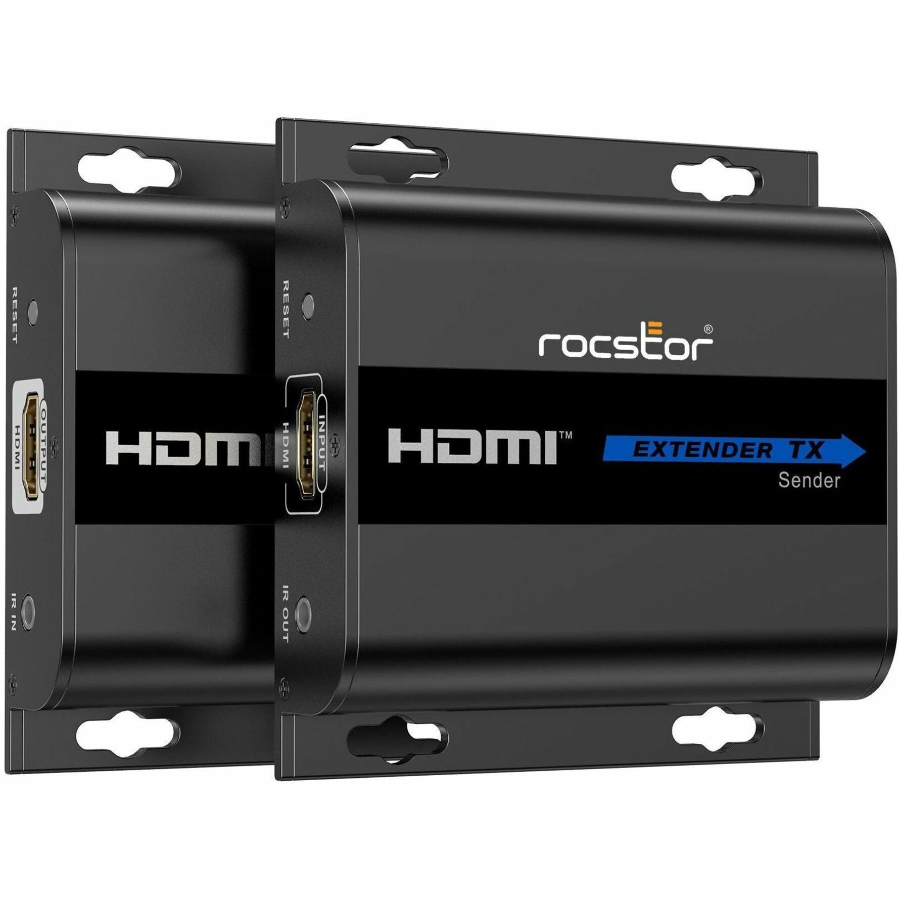 Rocstor Y10G002-B1 Video Extender Transmitter/Receiver, Full HD, 1080p, 393.70 ft Range, Twisted Pair