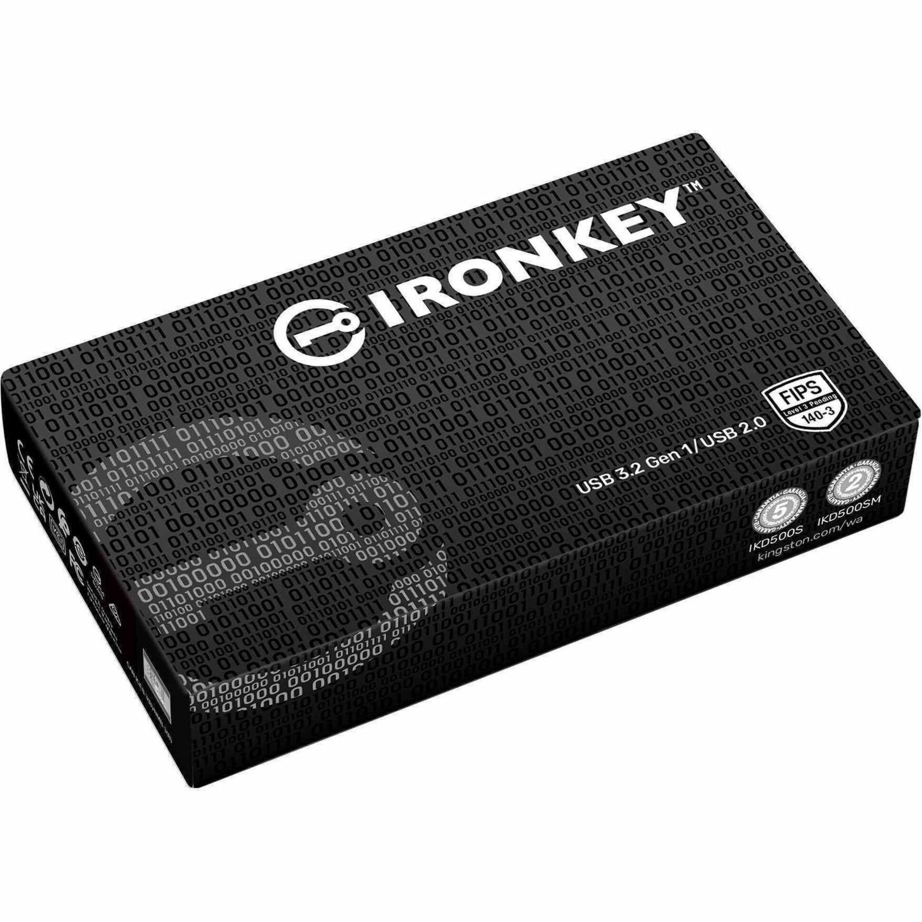 IronKey IKD500SM/128GB D500SM 128GB USB 3.2 (Gen 1) Type A Flash Drive, Rugged, Password Protection, Water Proof