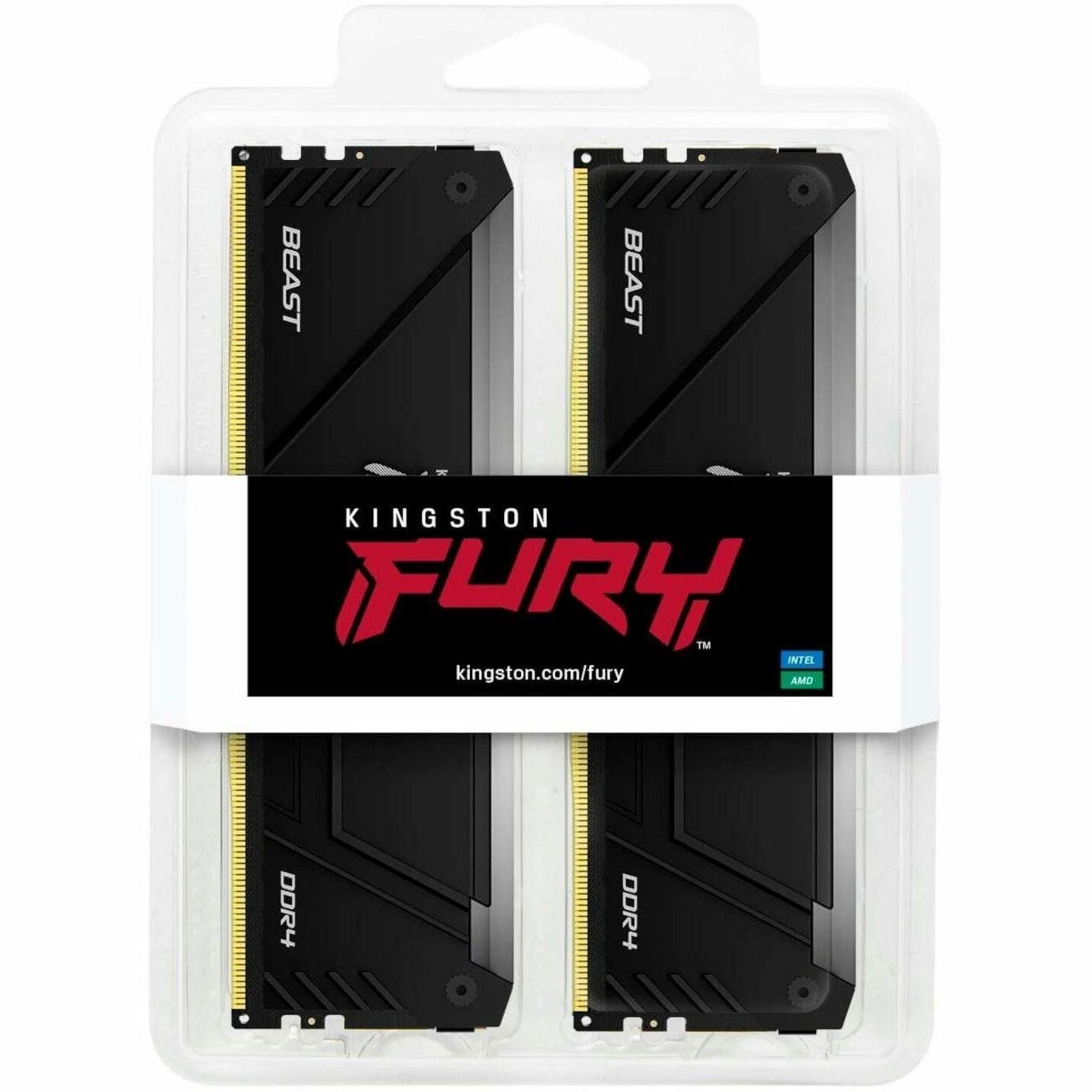 Kingston KF432C16BB2AK4/64 FURY Beast 64GB (4 x 16GB) DDR4 SDRAM Memory Kit, RGB, CL16, 3200 MHz