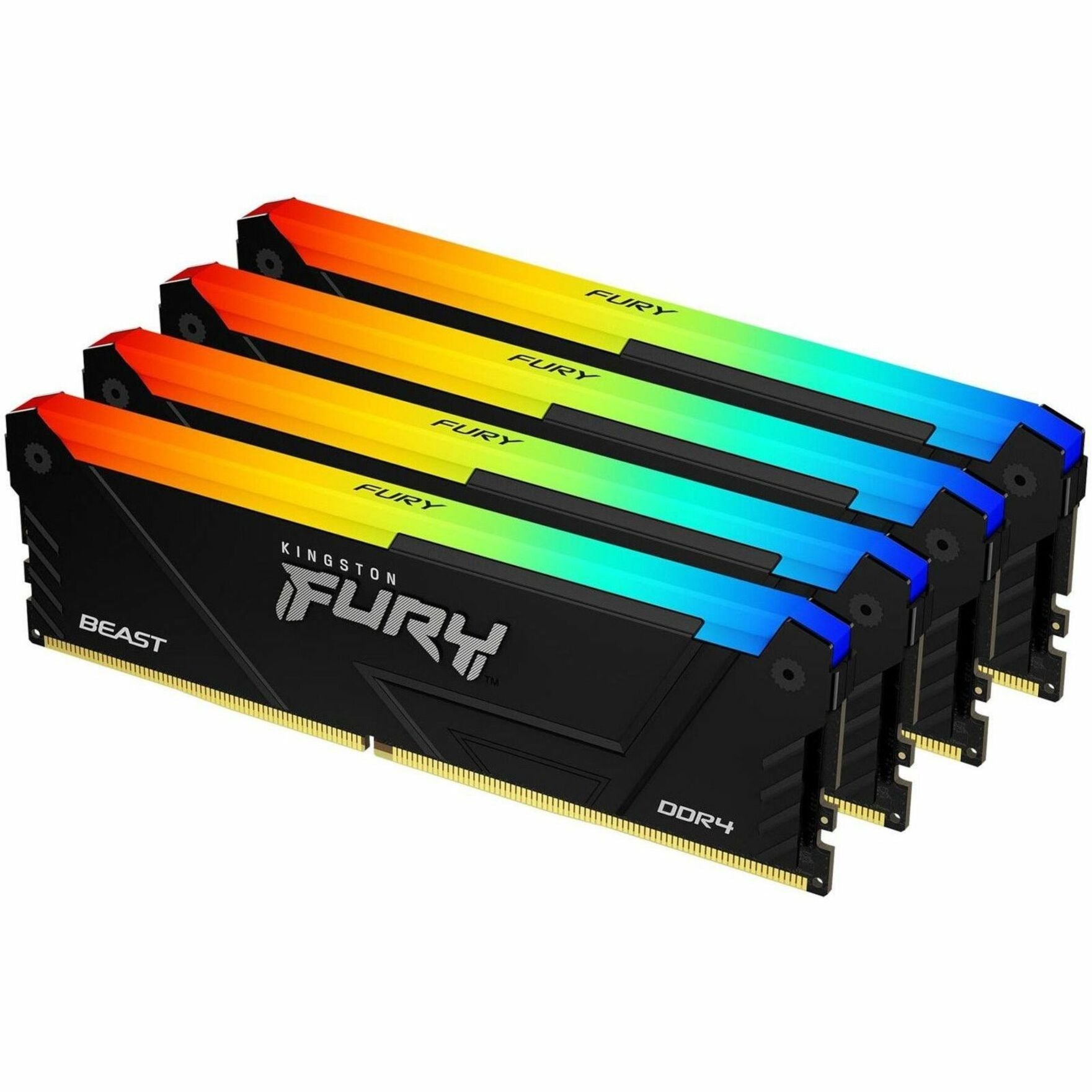 Kingston KF432C16BB2AK4/64 FURY Beast 64GB (4 x 16GB) DDR4 SDRAM Memory Kit, RGB, CL16, 3200 MHz