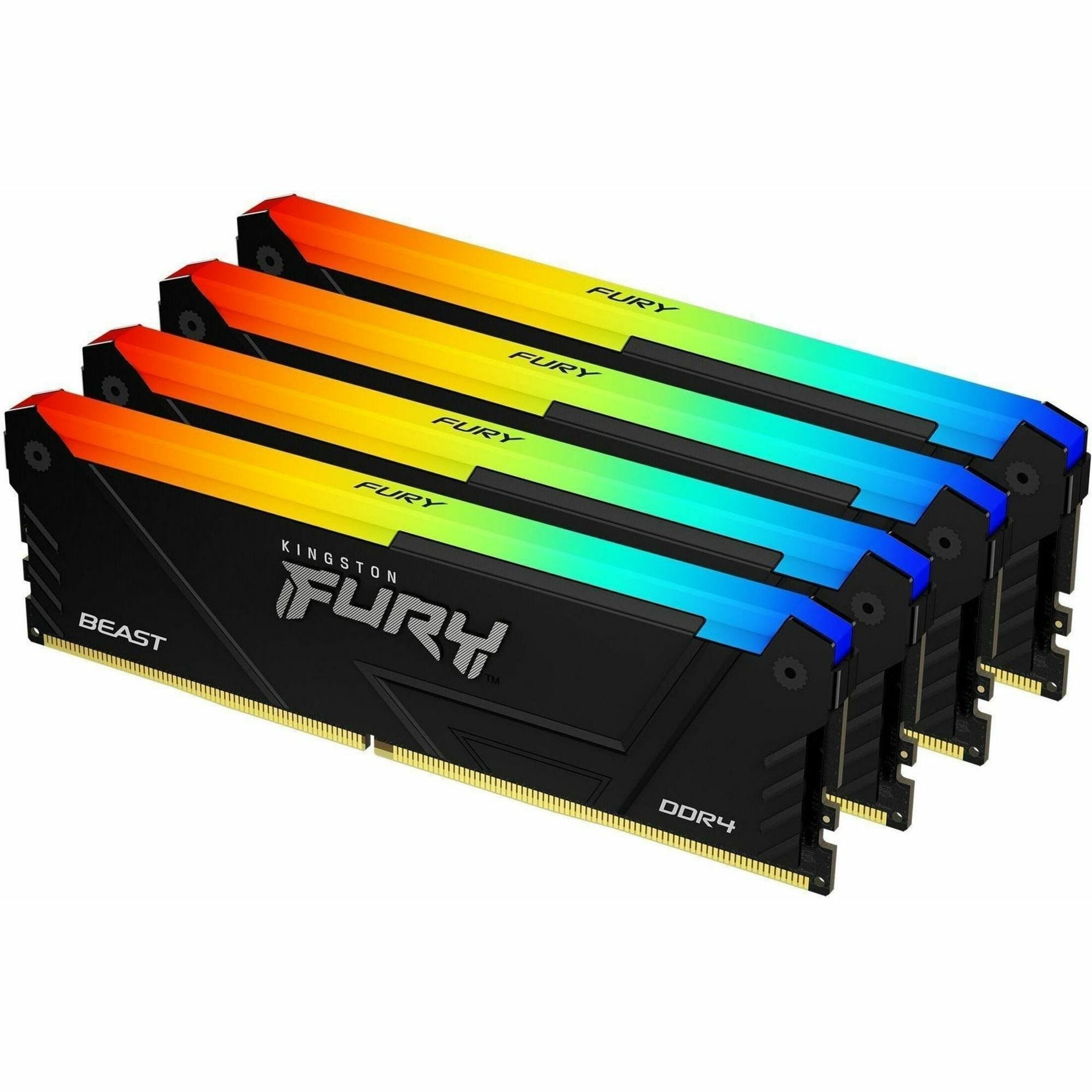 Kingston KF432C16BB12AK4/64 FURY Beast 64GB (4 x 16GGB) DDR4 SDRAM Memory Kit, RGB, CL16, 3200 MHz, Non-ECC, 1.35V