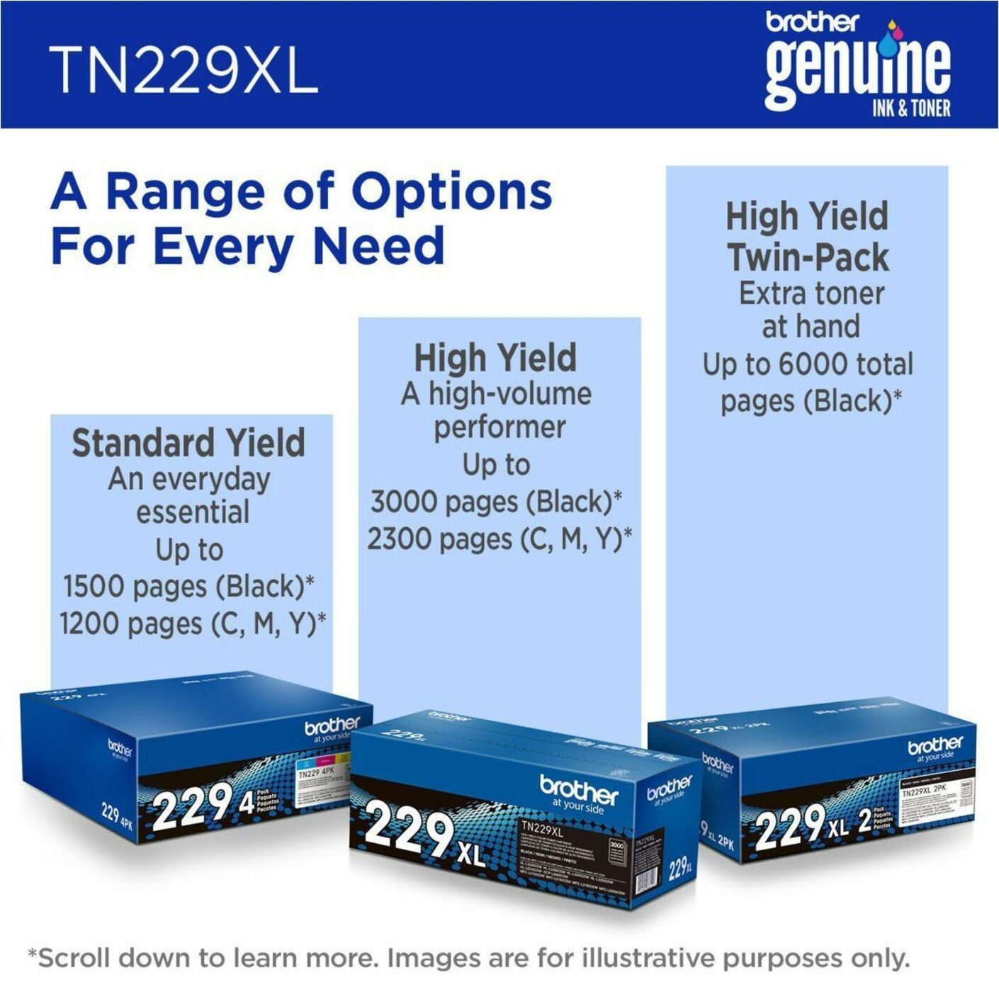 Brother TN229XLBK High-yield Black Toner Cartridge, for Brother Laser Printers