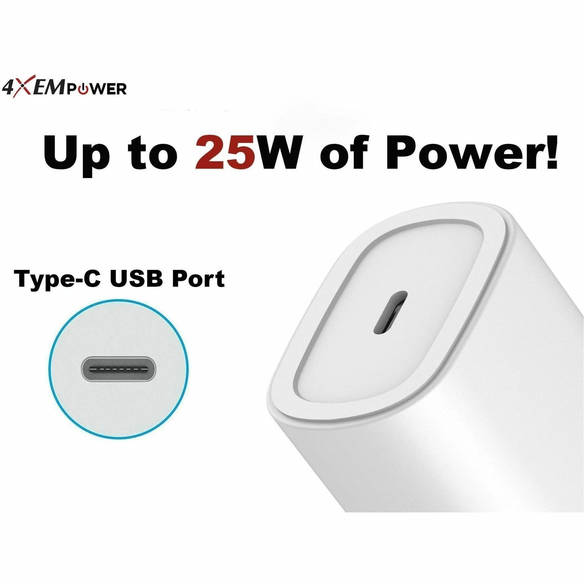 4XEM 4XIPHNKIT3 25W USB-C Charging Kit compatible for iPhone 15 and iPhone 15 Plus, Includes 1x 25W USB-C PD Charger and 1x 3ft/1m USB-C/USB-C Cable
