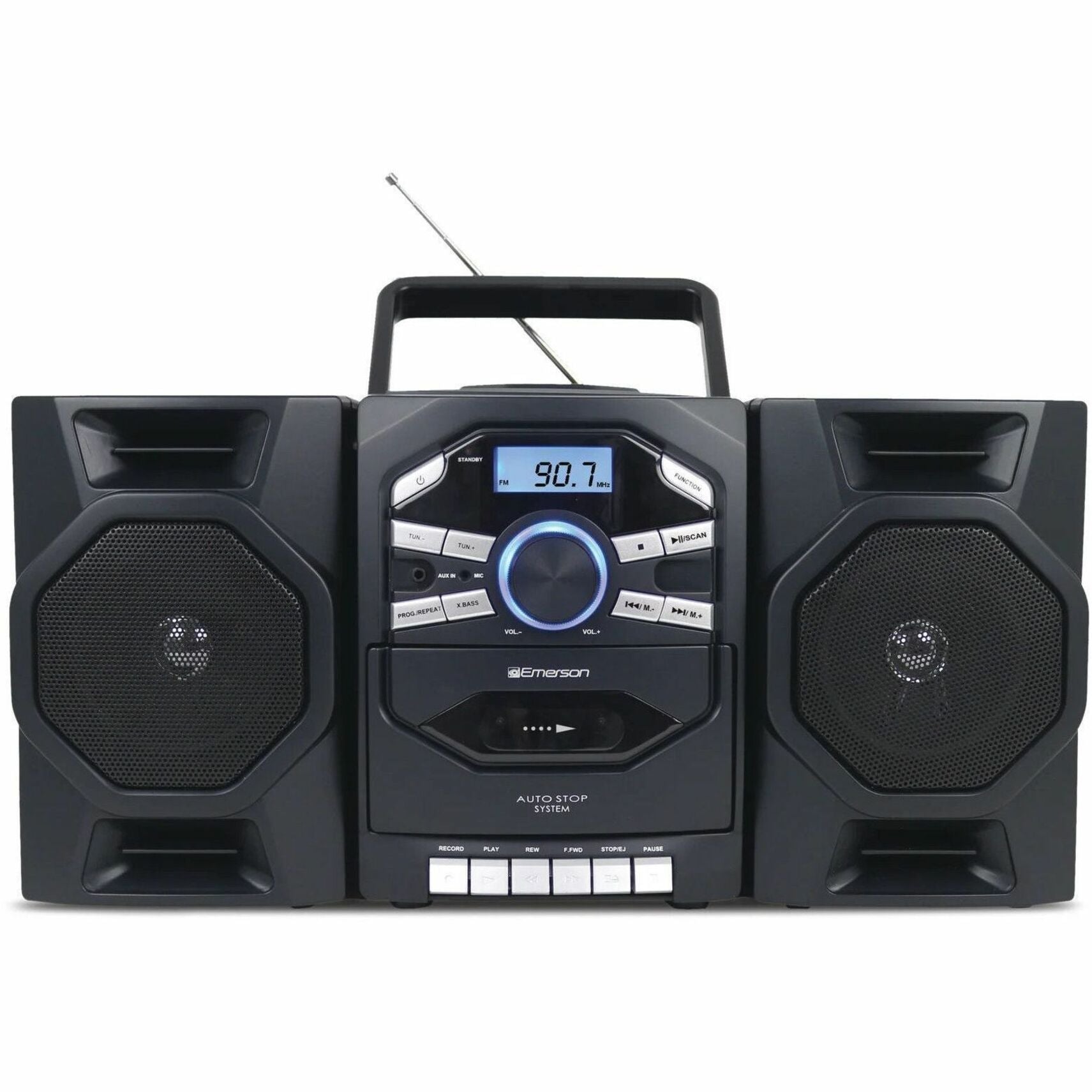 Emerson EPB-4000 Portable CD & Cassette Stereo Boombox With AM/FM Radio, Bluetooth, Carrying Handle