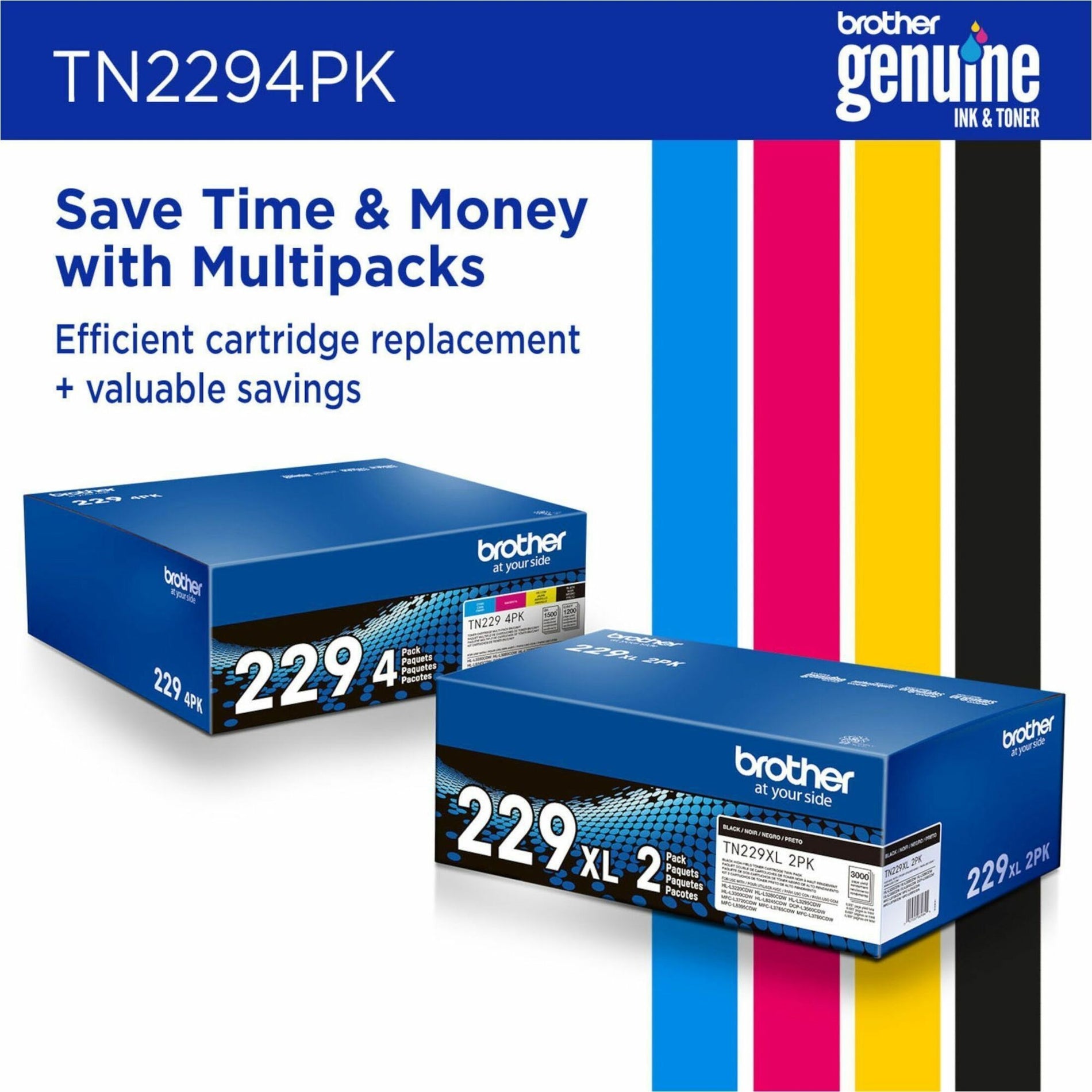 Brother TN2294PK Standard Yield Toner Cartridge 4-pack, Compatible with Brother Printers